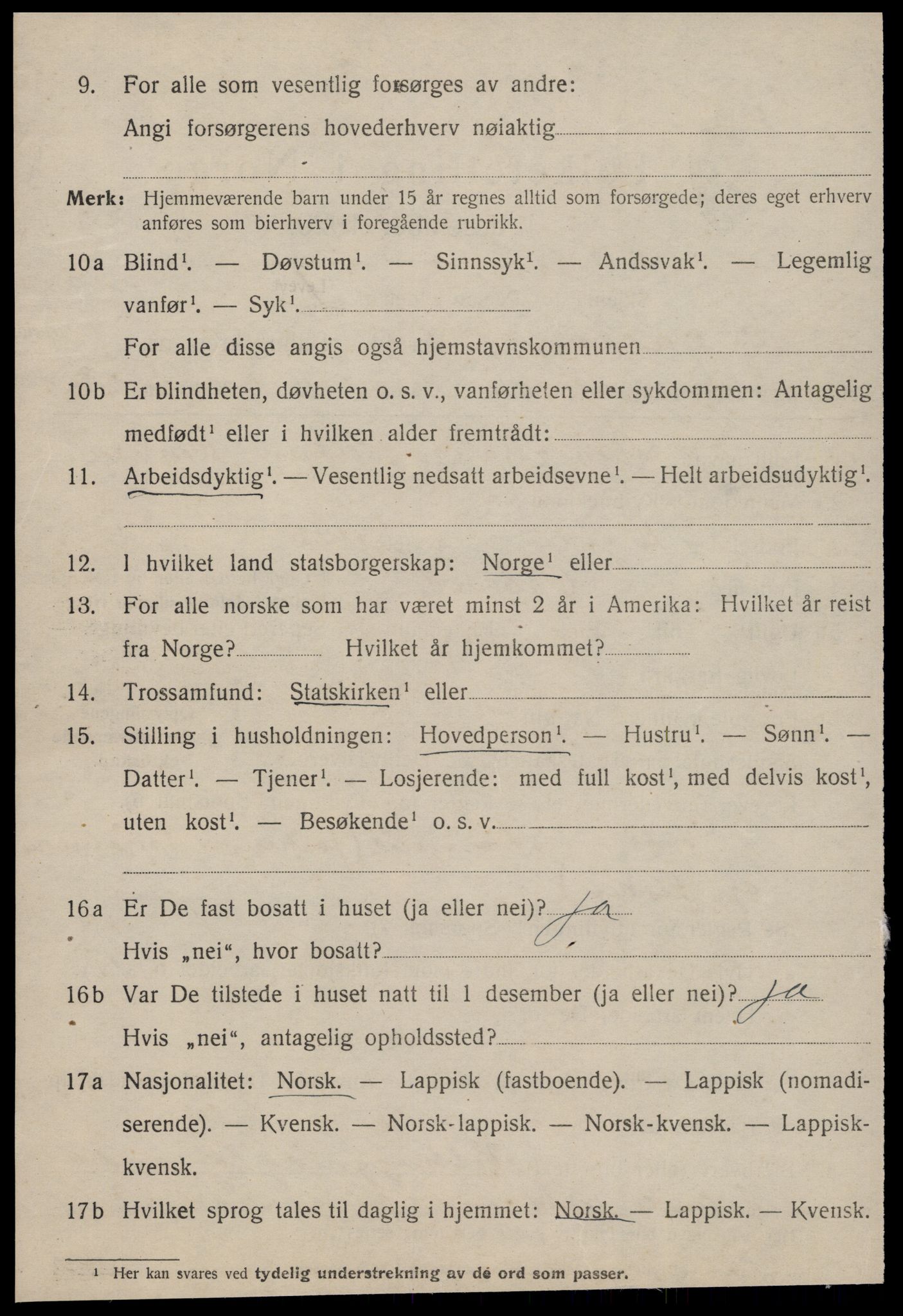 SAT, 1920 census for Ørland, 1920, p. 4934