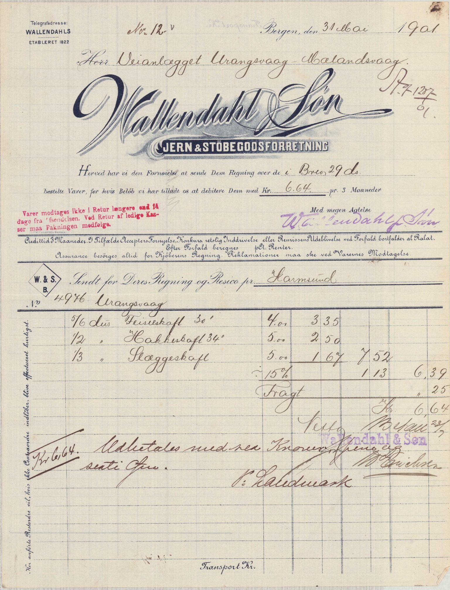 Finnaas kommune. Formannskapet, IKAH/1218a-021/E/Ea/L0002/0002: Rekneskap for veganlegg / Rekneskap for veganlegget Urangsvåg - Mælandsvåg, 1901-1903, p. 26