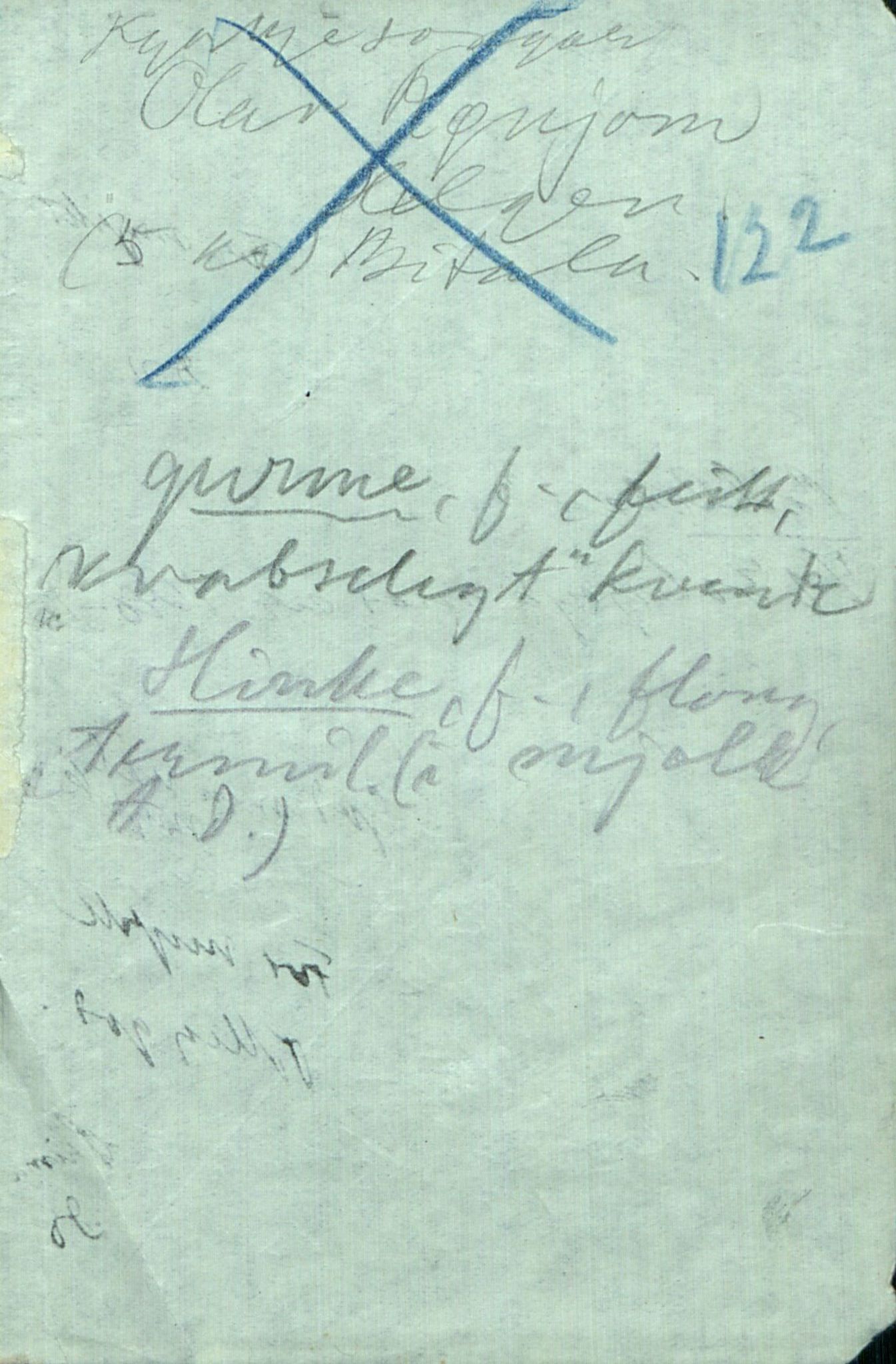 Rikard Berge, TEMU/TGM-A-1003/F/L0017/0016: 551-599 / 566 Notisbokblad og brev til Rikard Berge, 1910-1950, p. 122