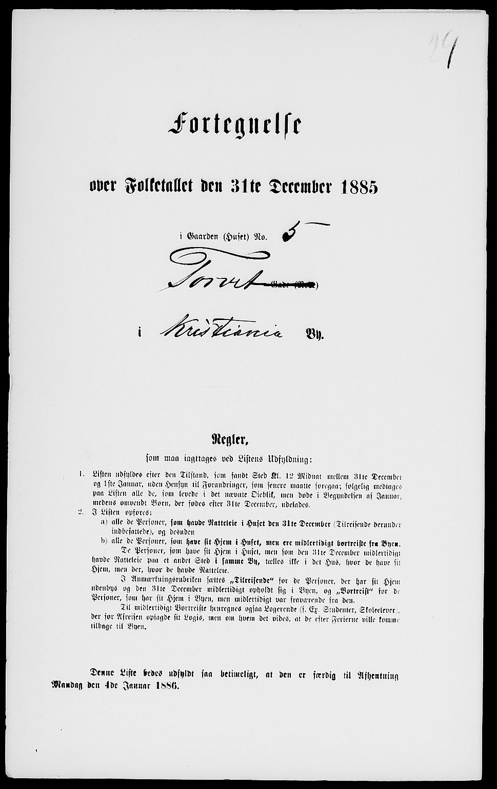 RA, 1885 census for 0301 Kristiania, 1885, p. 263