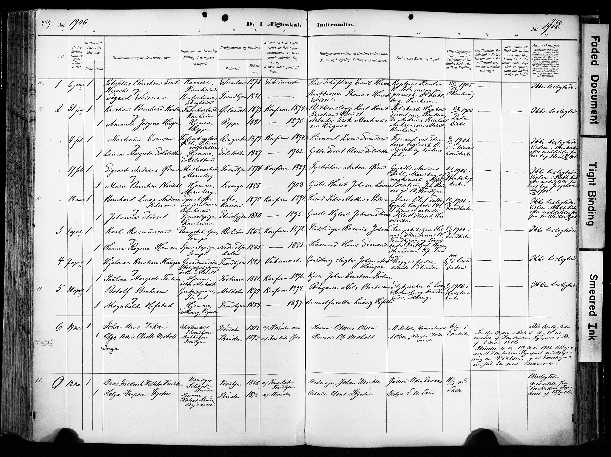 Ministerialprotokoller, klokkerbøker og fødselsregistre - Sør-Trøndelag, SAT/A-1456/606/L0301: Parish register (official) no. 606A16, 1894-1907, p. 479-480