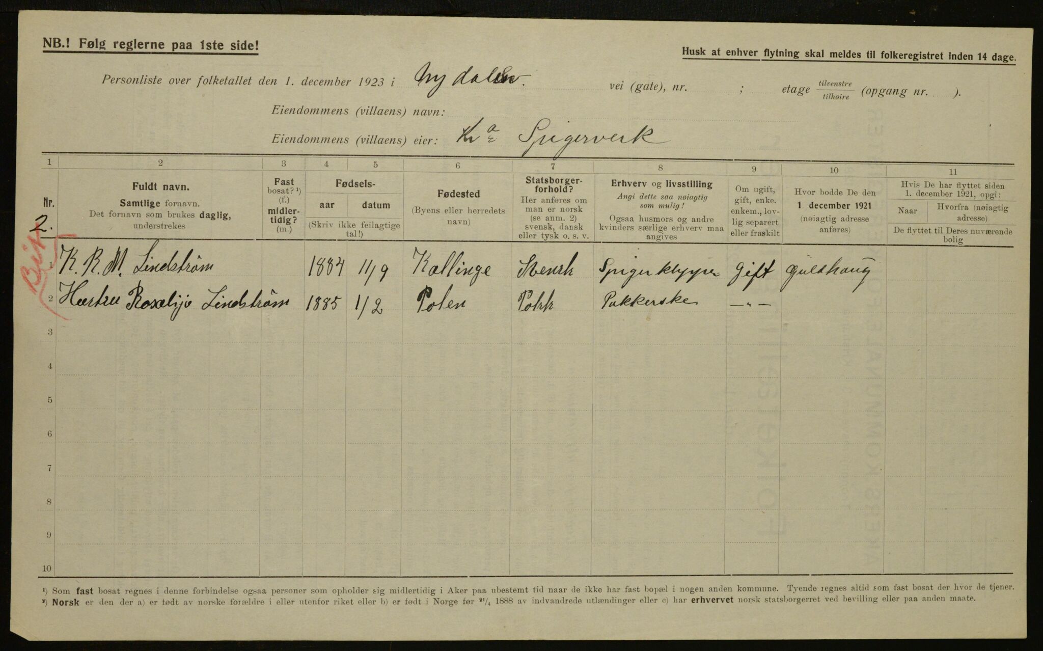 , Municipal Census 1923 for Aker, 1923, p. 16338