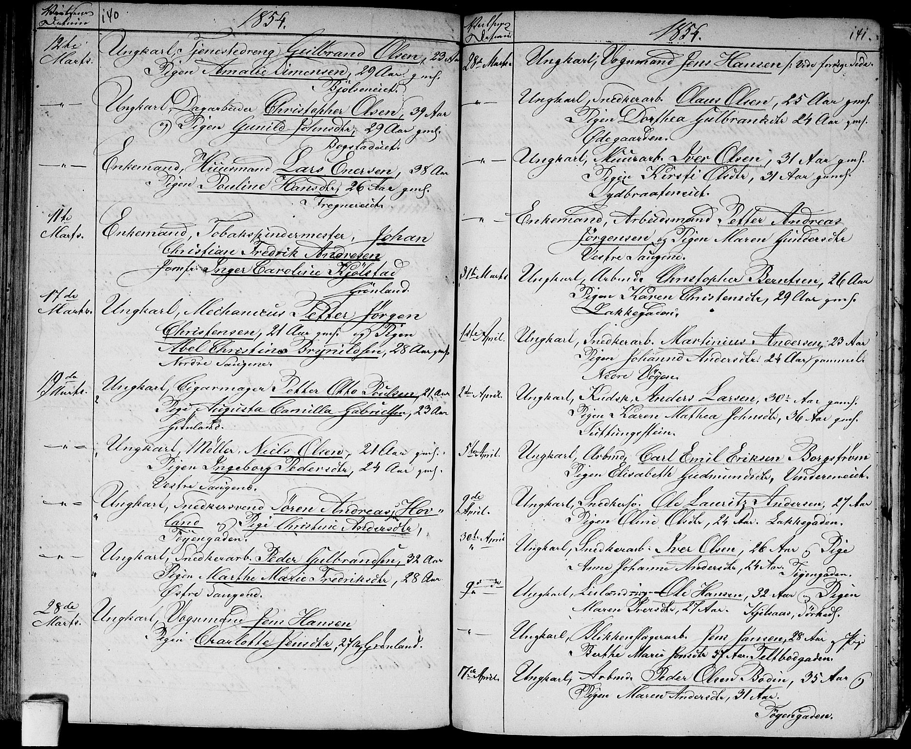 Aker prestekontor kirkebøker, SAO/A-10861/G/L0011: Parish register (copy) no. 11, 1846-1859, p. 140-141