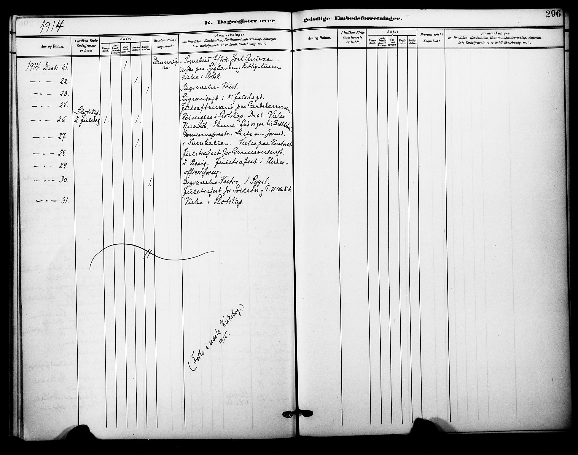 Garnisonsmenigheten Kirkebøker, AV/SAO-A-10846/F/Fa/L0014: Parish register (official) no. 14, 1905-1914, p. 296