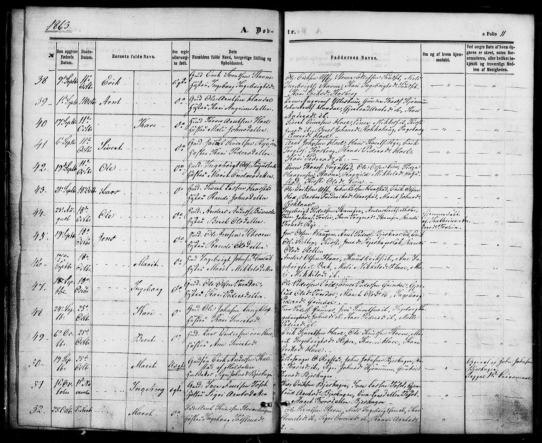 Ministerialprotokoller, klokkerbøker og fødselsregistre - Sør-Trøndelag, SAT/A-1456/674/L0870: Parish register (official) no. 674A02, 1861-1879, p. 11