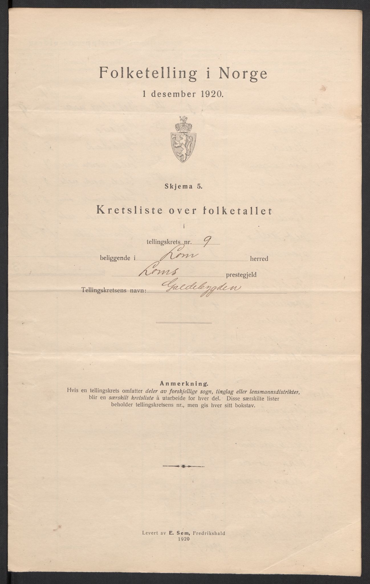 SAH, 1920 census for Lom, 1920, p. 32