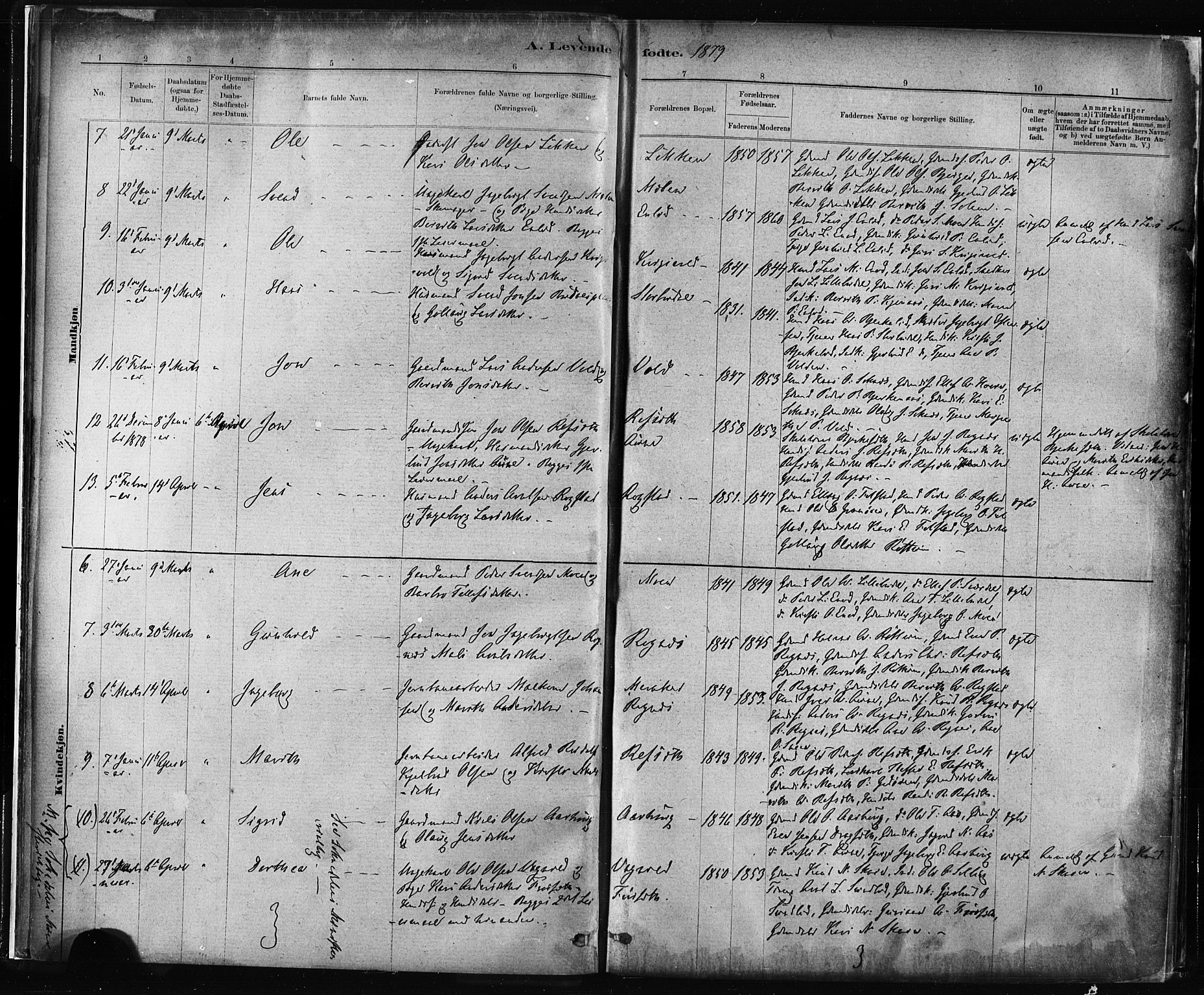 Ministerialprotokoller, klokkerbøker og fødselsregistre - Sør-Trøndelag, AV/SAT-A-1456/687/L1002: Parish register (official) no. 687A08, 1878-1890, p. 8