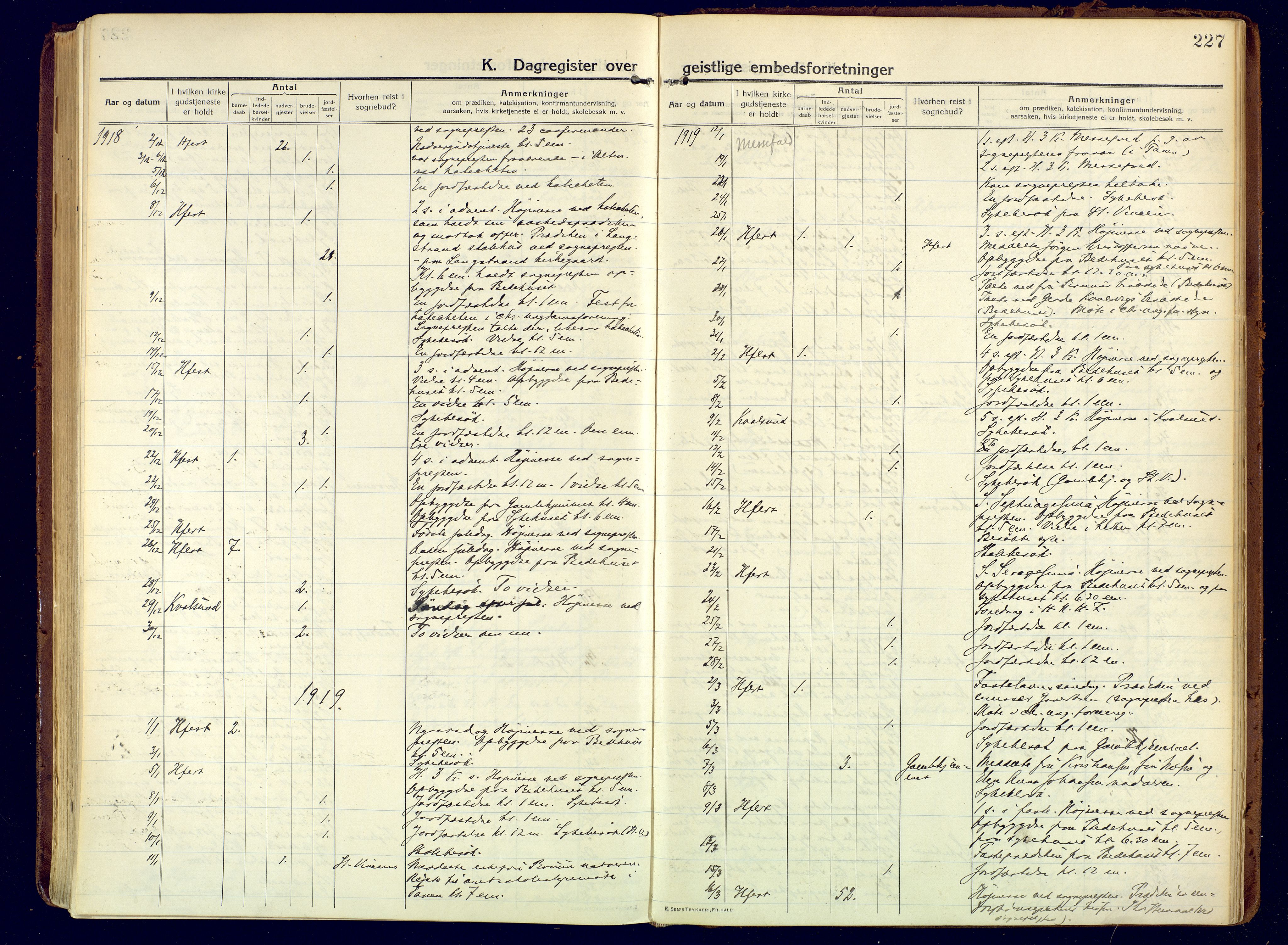 Hammerfest sokneprestkontor, SATØ/S-1347/H/Ha/L0015.kirke: Parish register (official) no. 15, 1916-1923, p. 227