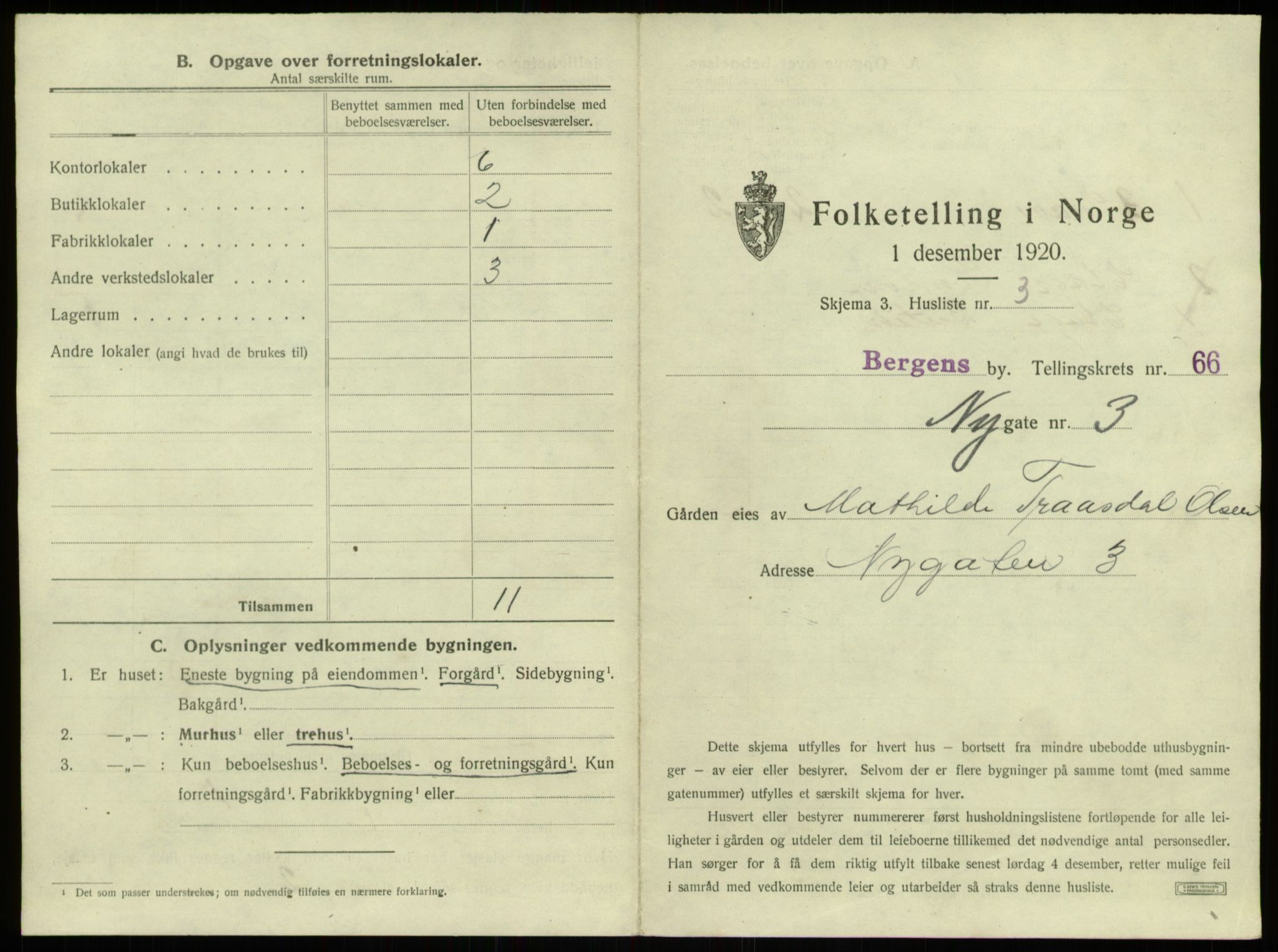 SAB, 1920 census for Bergen, 1920, p. 5923