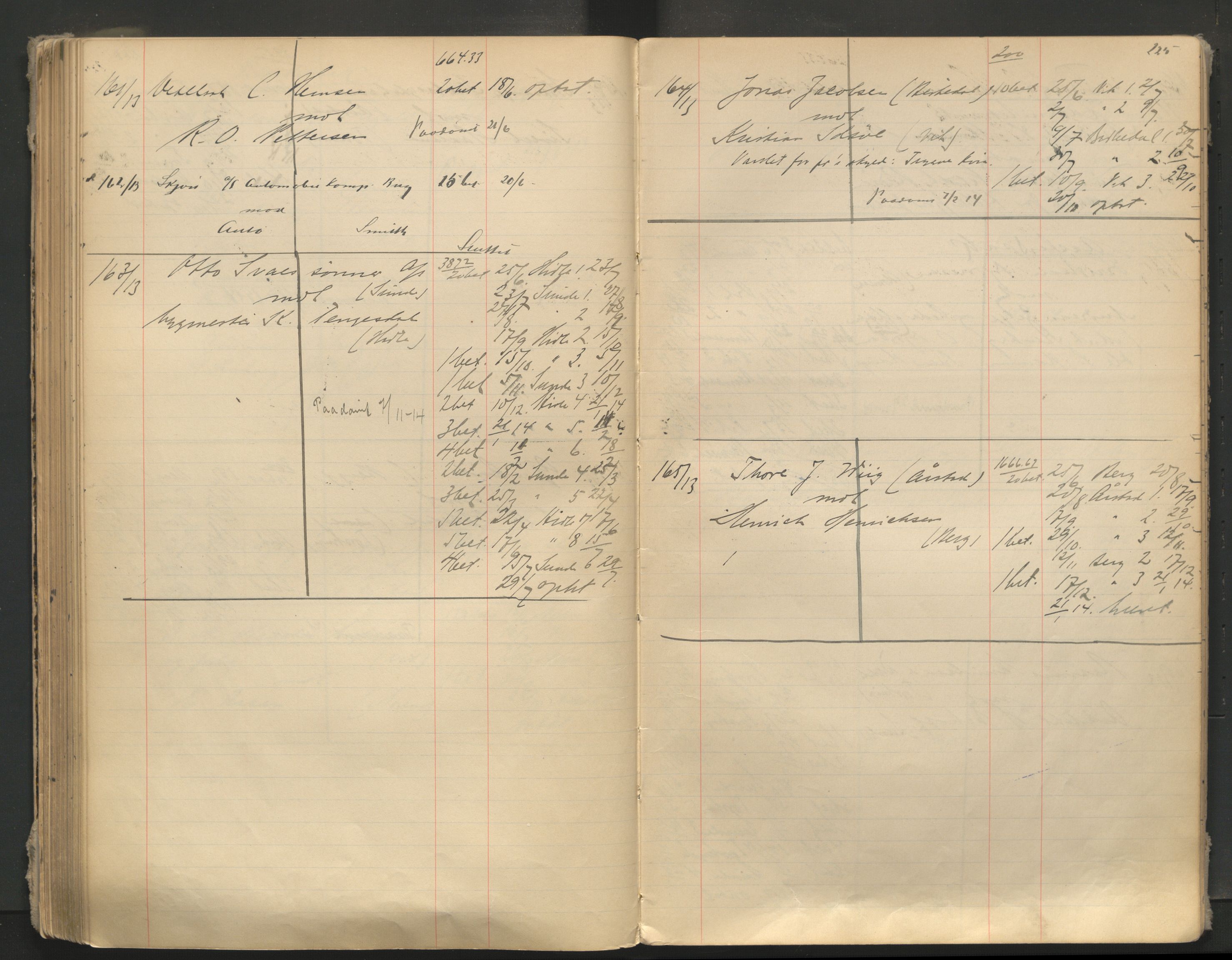 Stavanger byfogd, AV/SAST-A-101408/001/3/32/32A/L0005: Saksliste for Stavanger byting, 1910-1914, p. 224-225