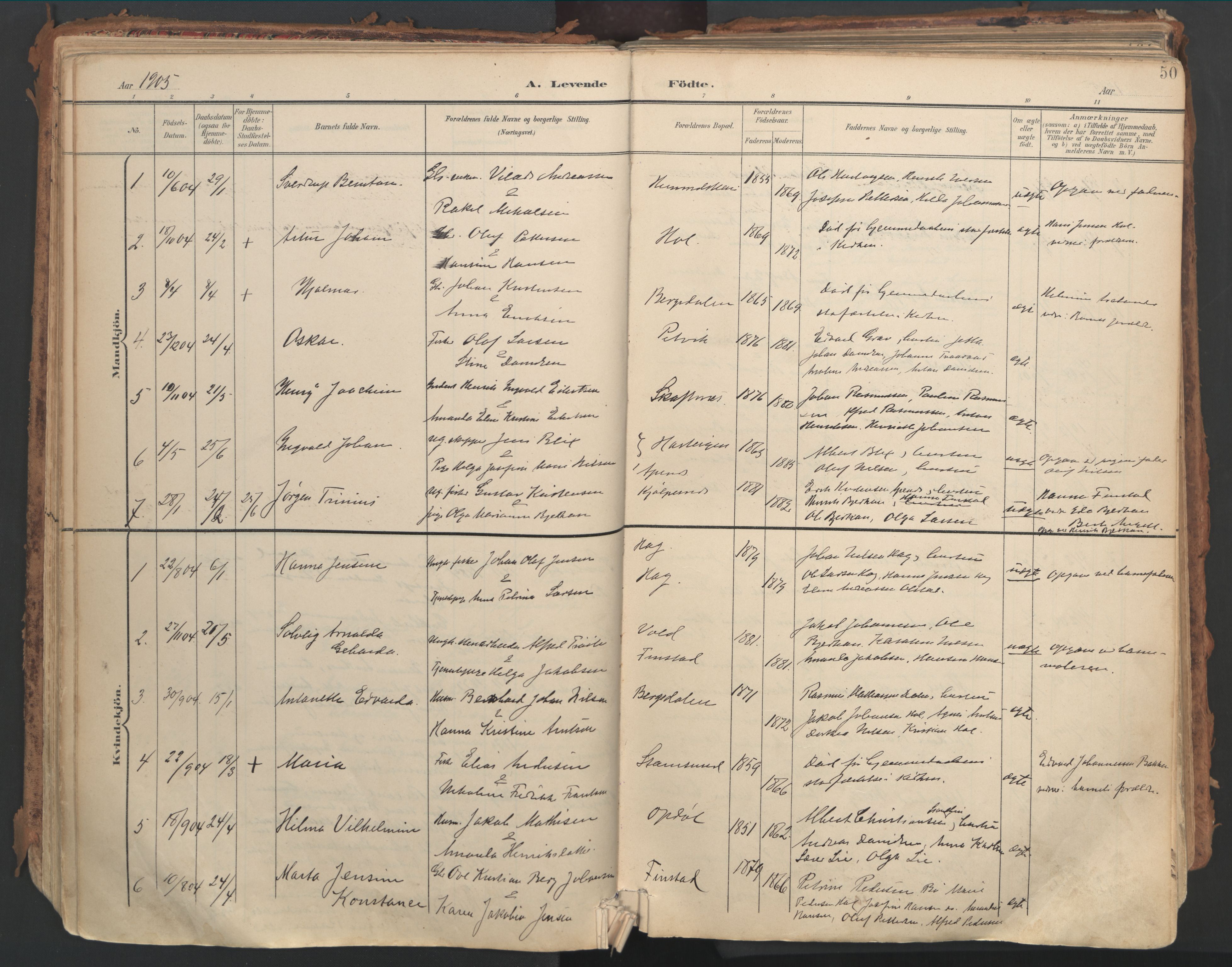 Ministerialprotokoller, klokkerbøker og fødselsregistre - Nordland, SAT/A-1459/882/L1180: Parish register (official) no. 882A02, 1897-1913, p. 50