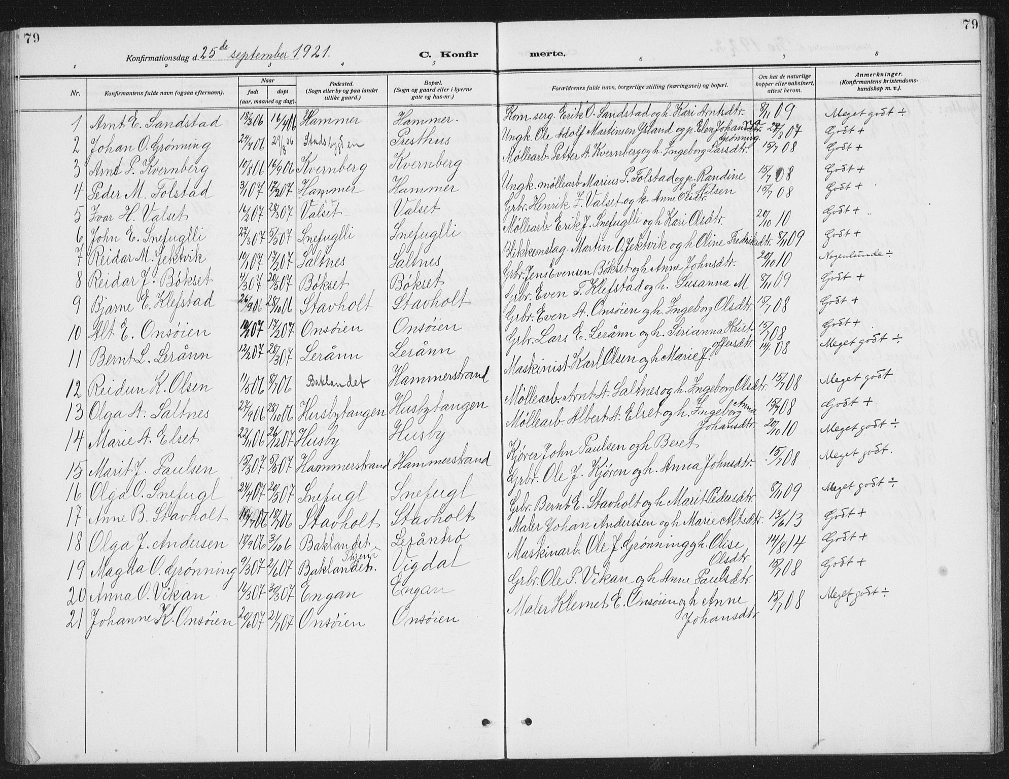 Ministerialprotokoller, klokkerbøker og fødselsregistre - Sør-Trøndelag, SAT/A-1456/666/L0791: Parish register (copy) no. 666C04, 1909-1939, p. 79