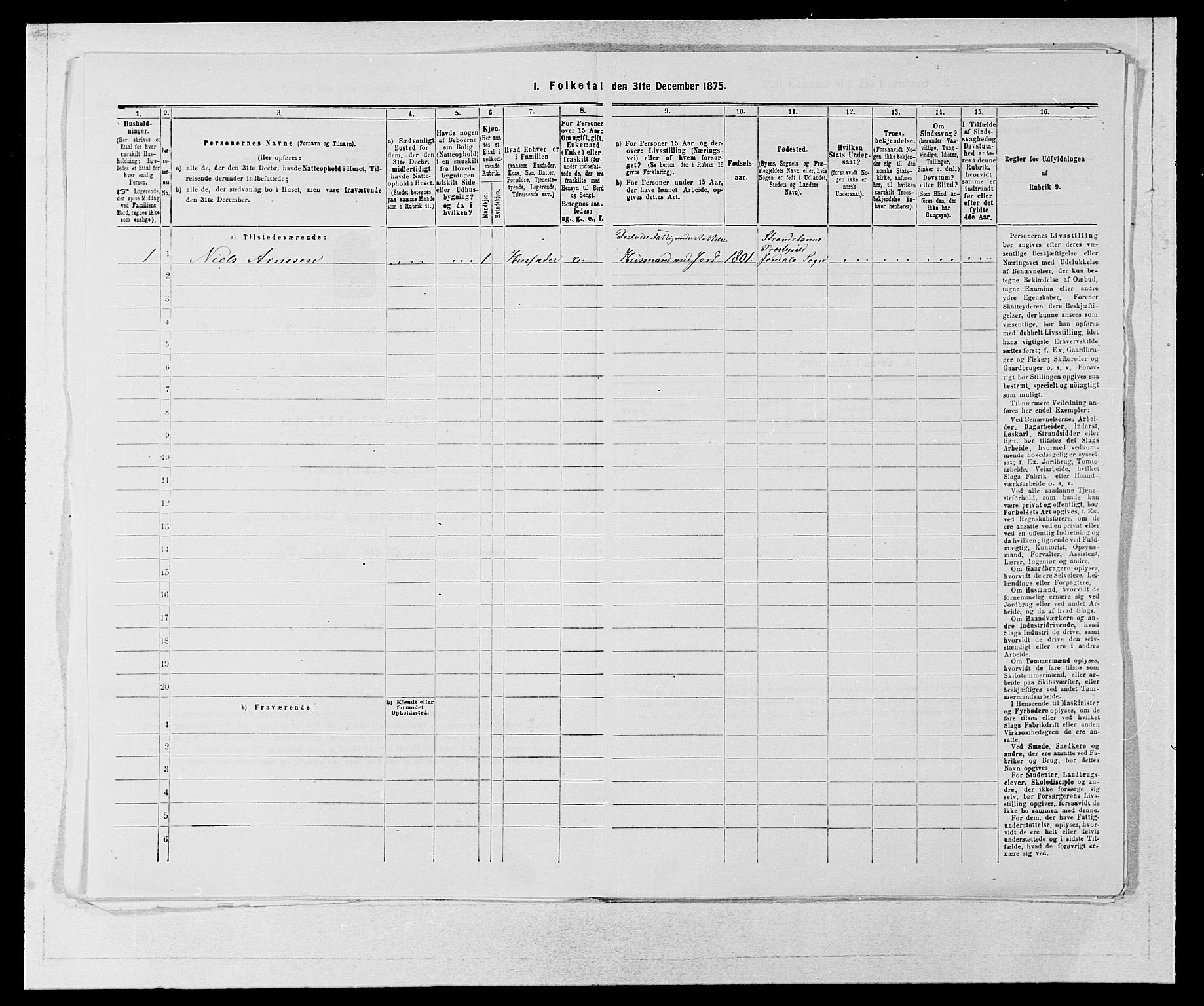 SAB, 1875 census for 1233P Ulvik, 1875, p. 495