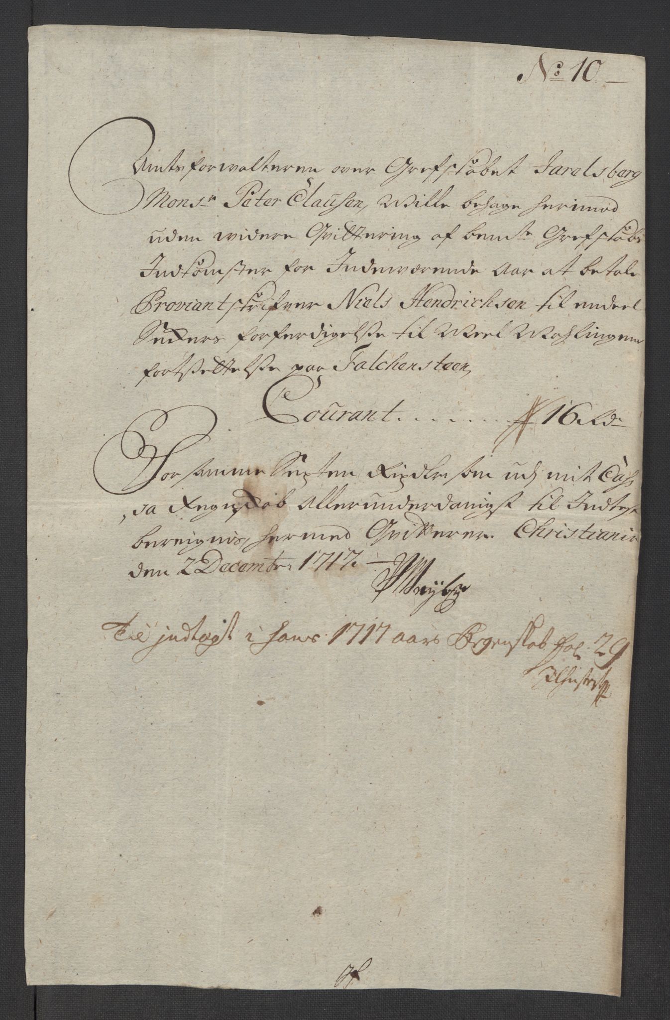 Rentekammeret inntil 1814, Reviderte regnskaper, Fogderegnskap, AV/RA-EA-4092/R32/L1881: Fogderegnskap Jarlsberg grevskap, 1717, p. 253