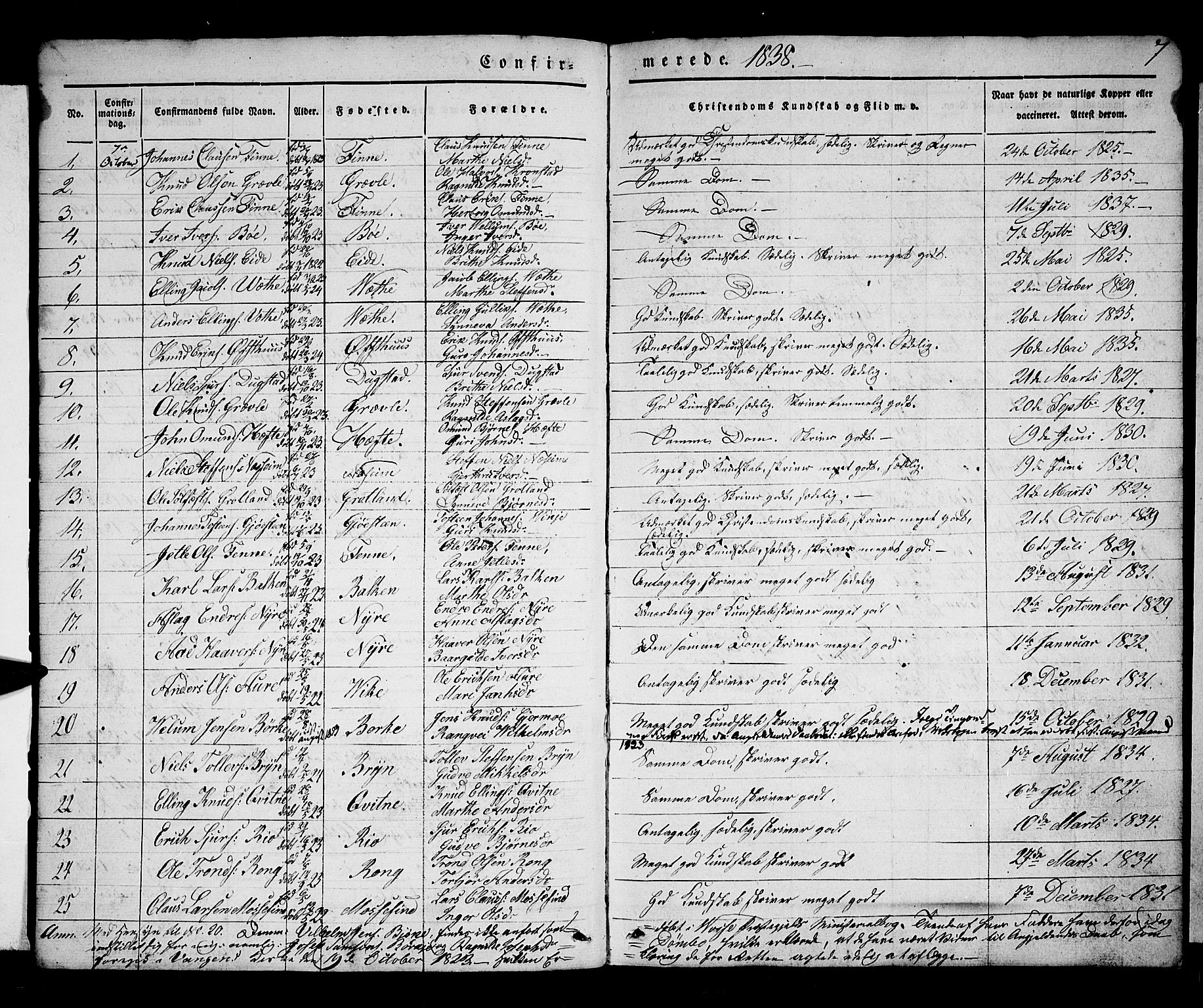Voss sokneprestembete, AV/SAB-A-79001/H/Haa: Parish register (official) no. A 14, 1837-1847, p. 7