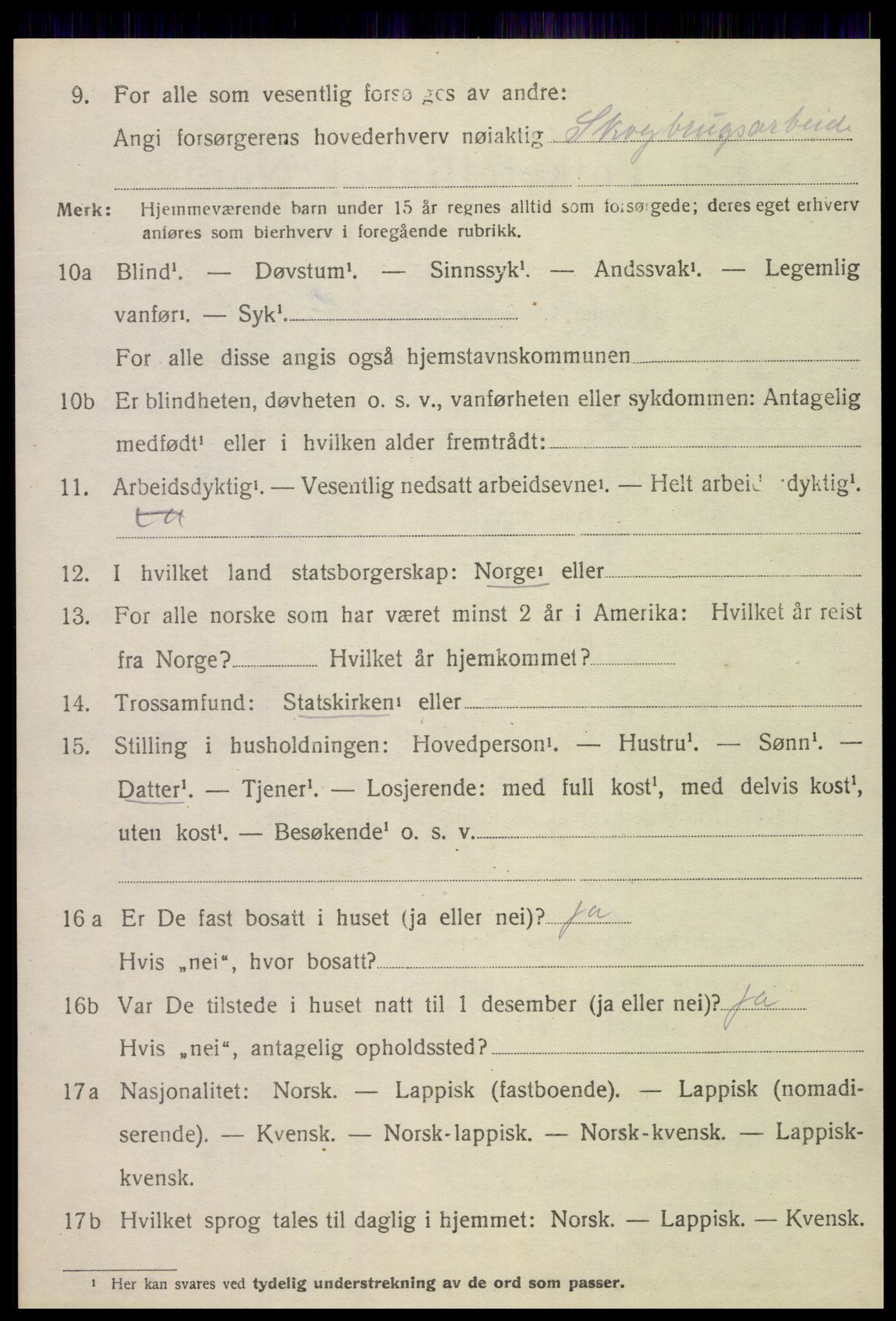 SAT, 1920 census for Grong, 1920, p. 3290