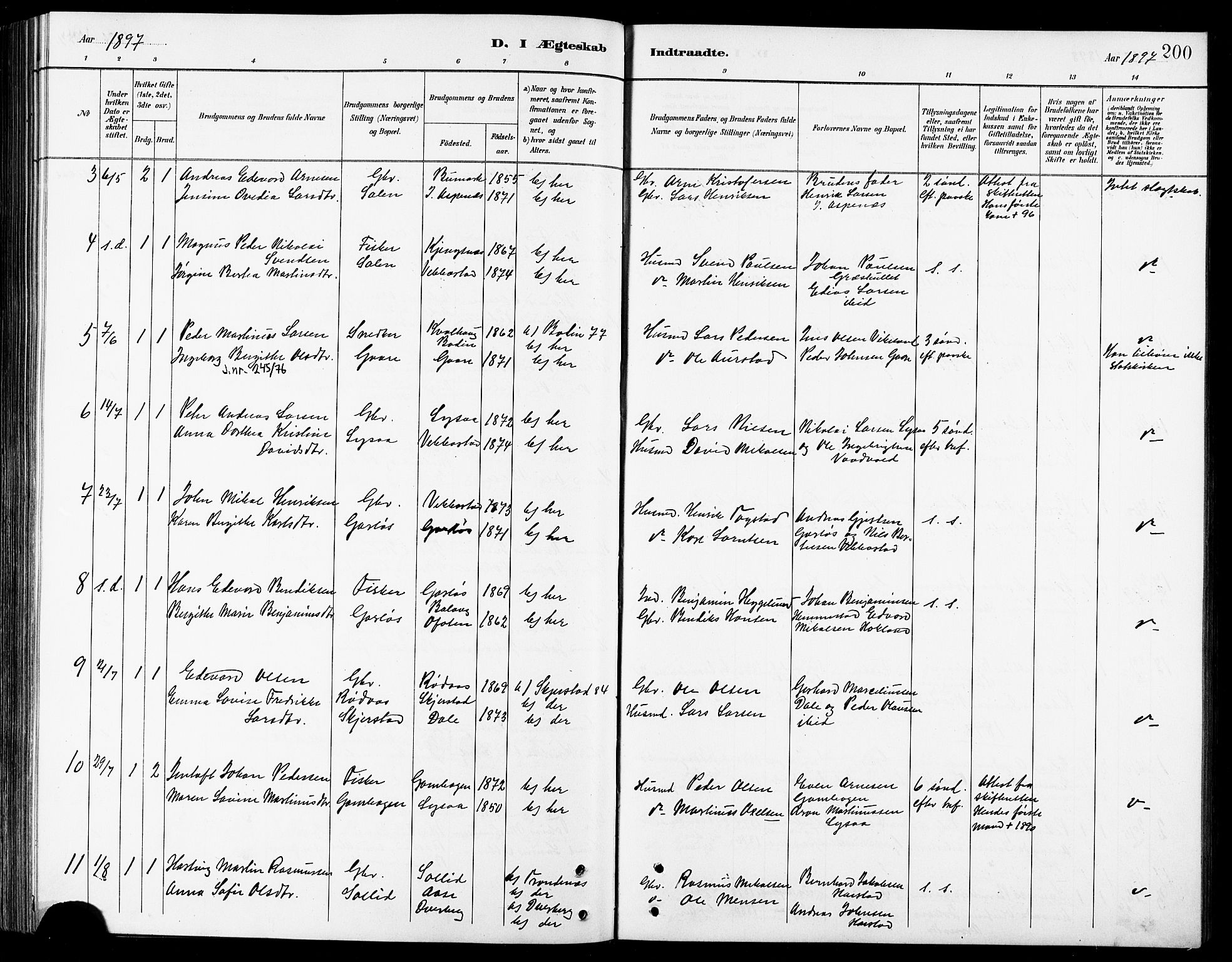 Kvæfjord sokneprestkontor, AV/SATØ-S-1323/G/Ga/Gab/L0005klokker: Parish register (copy) no. 5, 1886-1911, p. 200