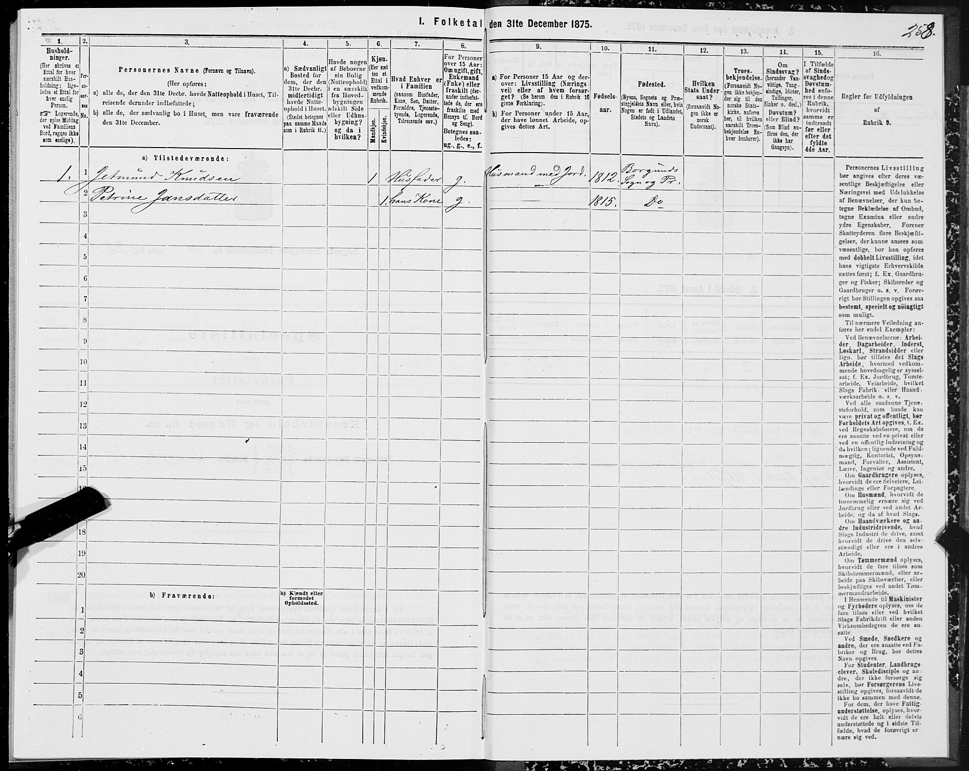 SAT, 1875 census for 1531P Borgund, 1875, p. 5258