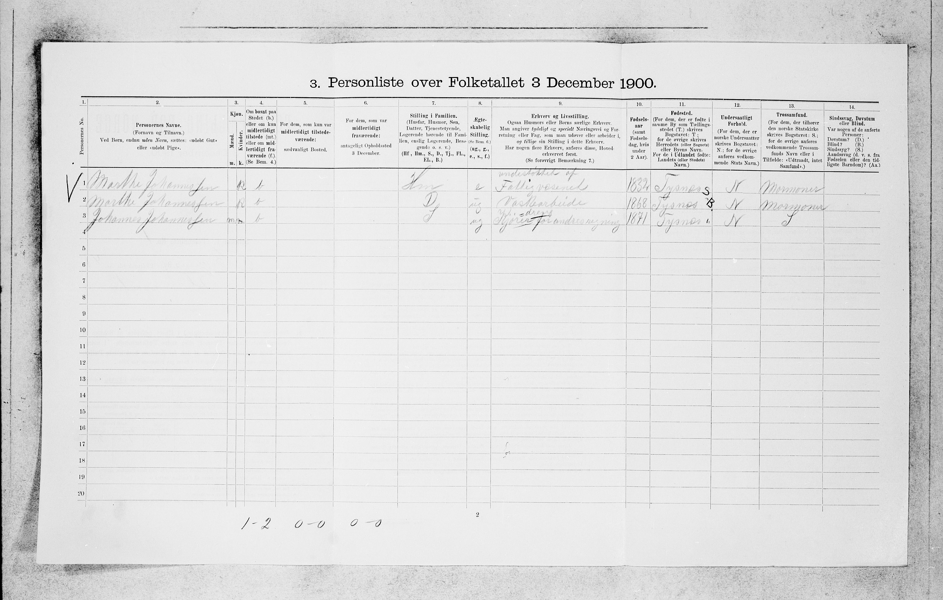 SAB, 1900 census for Bergen, 1900, p. 9102