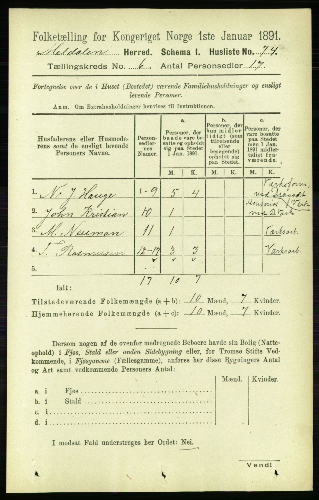 RA, 1891 census for 1636 Meldal, 1891, p. 2862