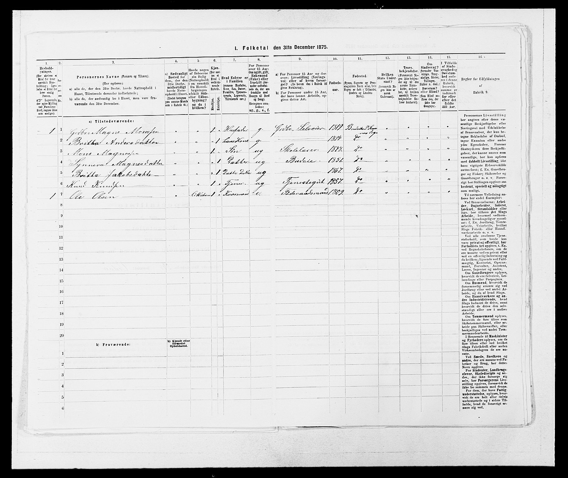 SAB, 1875 census for 1251P Bruvik, 1875, p. 414