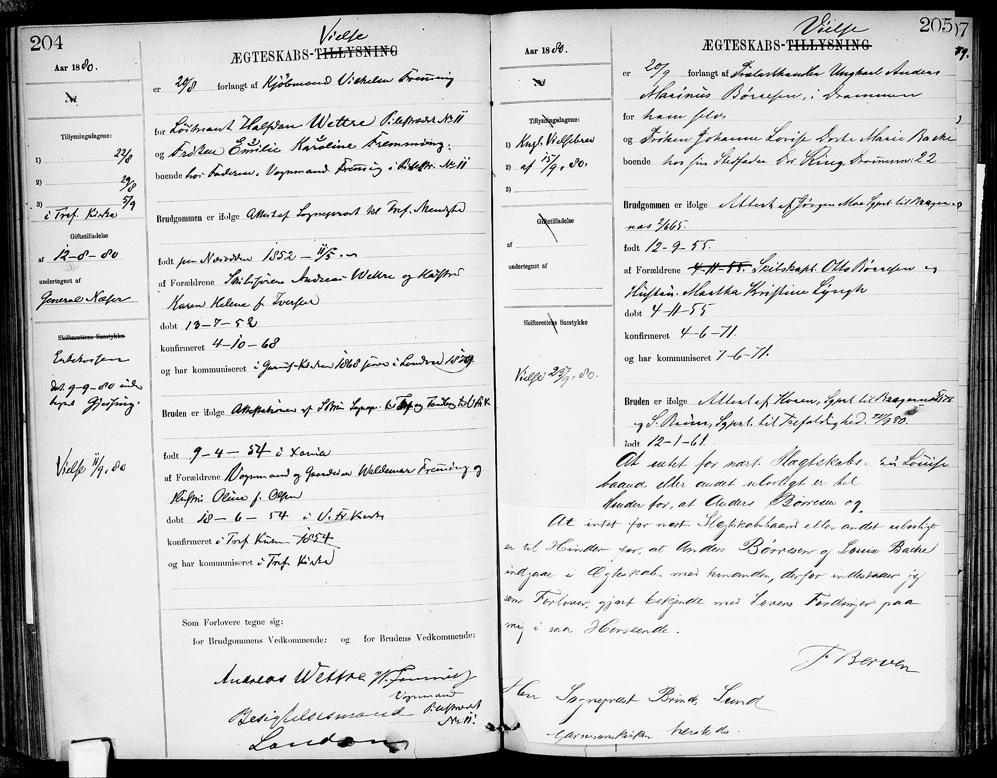 Garnisonsmenigheten Kirkebøker, AV/SAO-A-10846/H/Ha/L0007: Banns register no. I 7, 1872-1893, p. 204-205