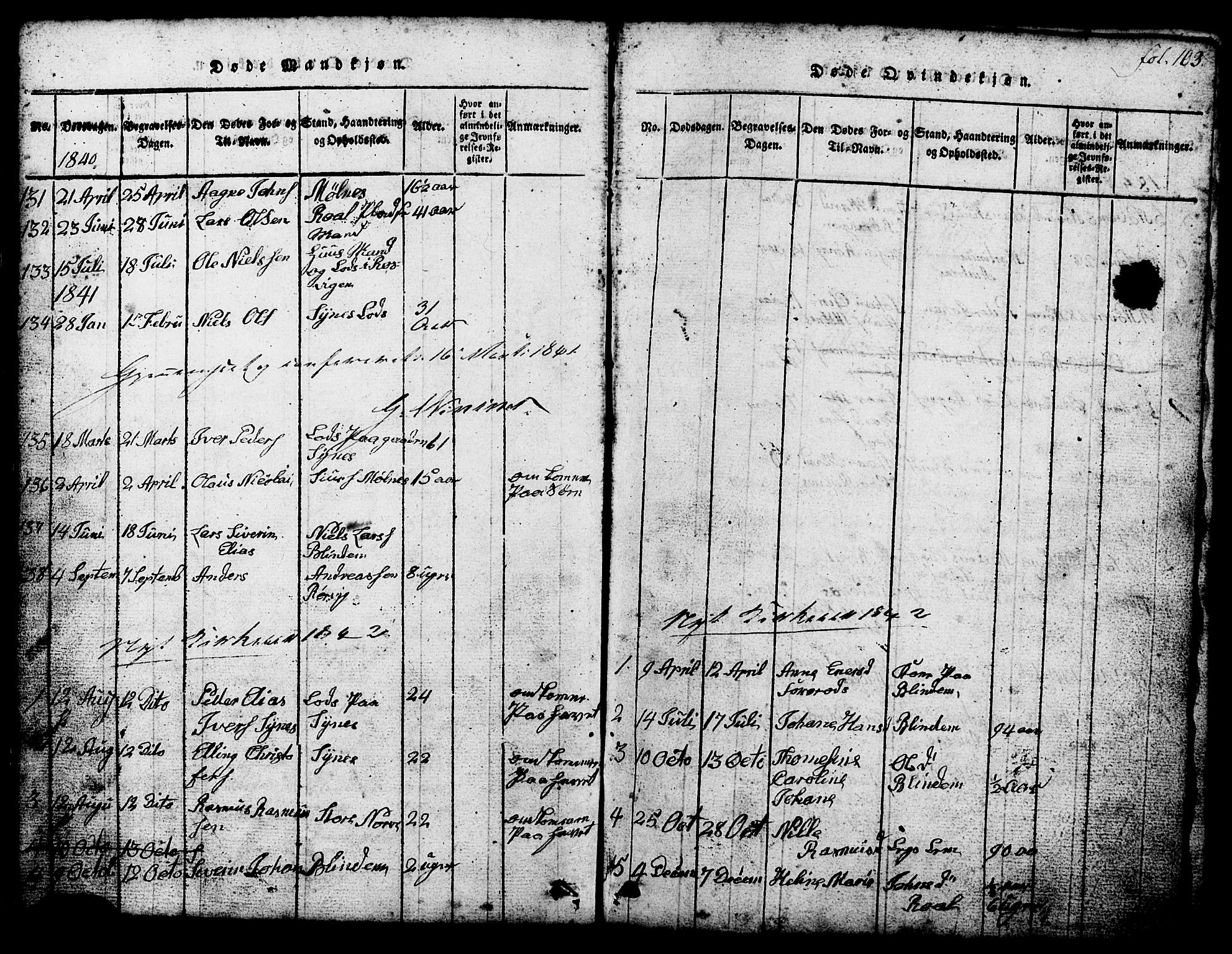 Ministerialprotokoller, klokkerbøker og fødselsregistre - Møre og Romsdal, AV/SAT-A-1454/537/L0520: Parish register (copy) no. 537C01, 1819-1868, p. 103