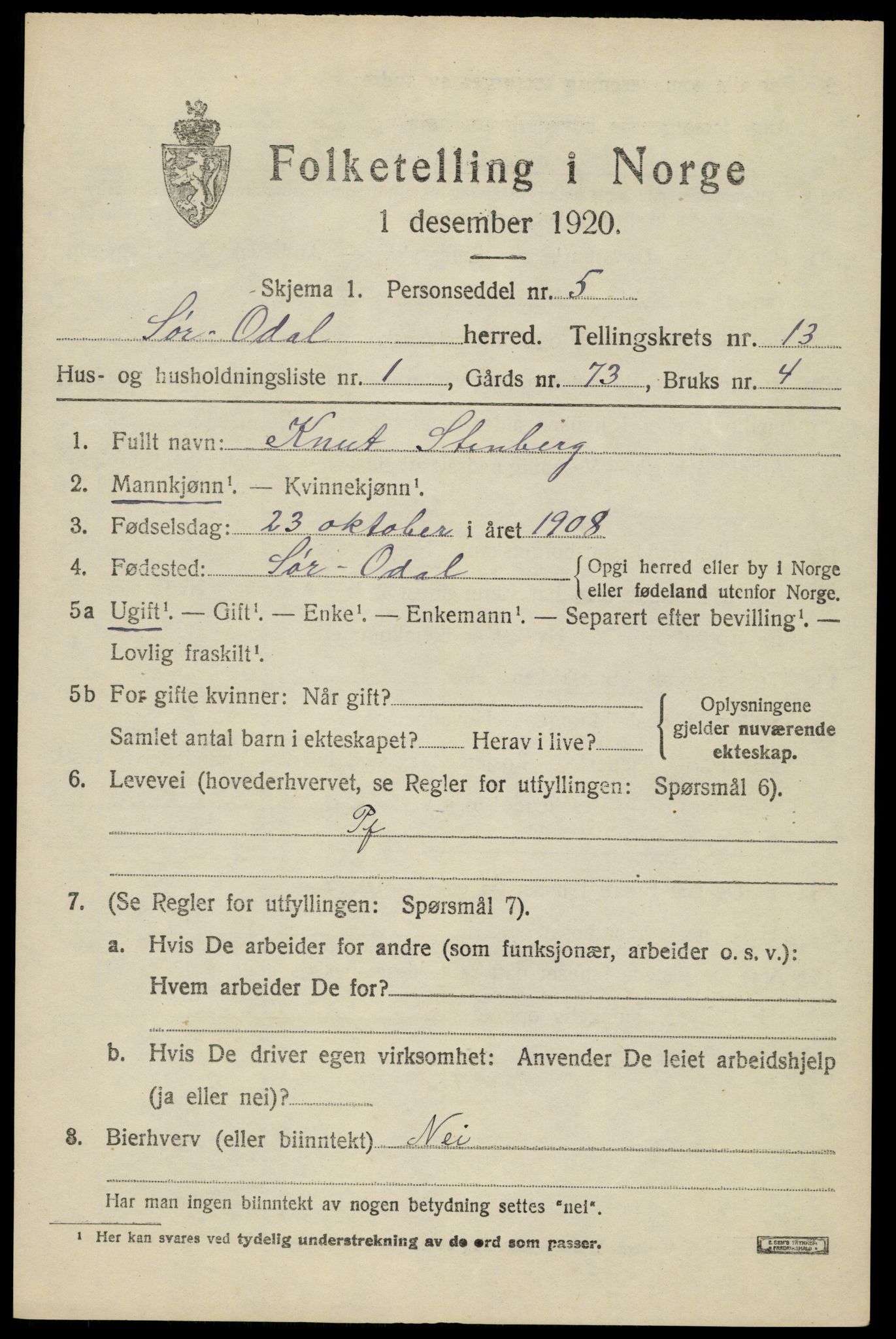 SAH, 1920 census for Sør-Odal, 1920, p. 12939