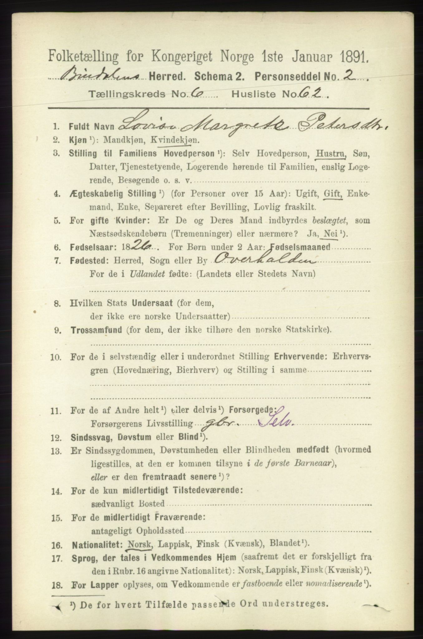 RA, 1891 census for 1811 Bindal, 1891, p. 2131