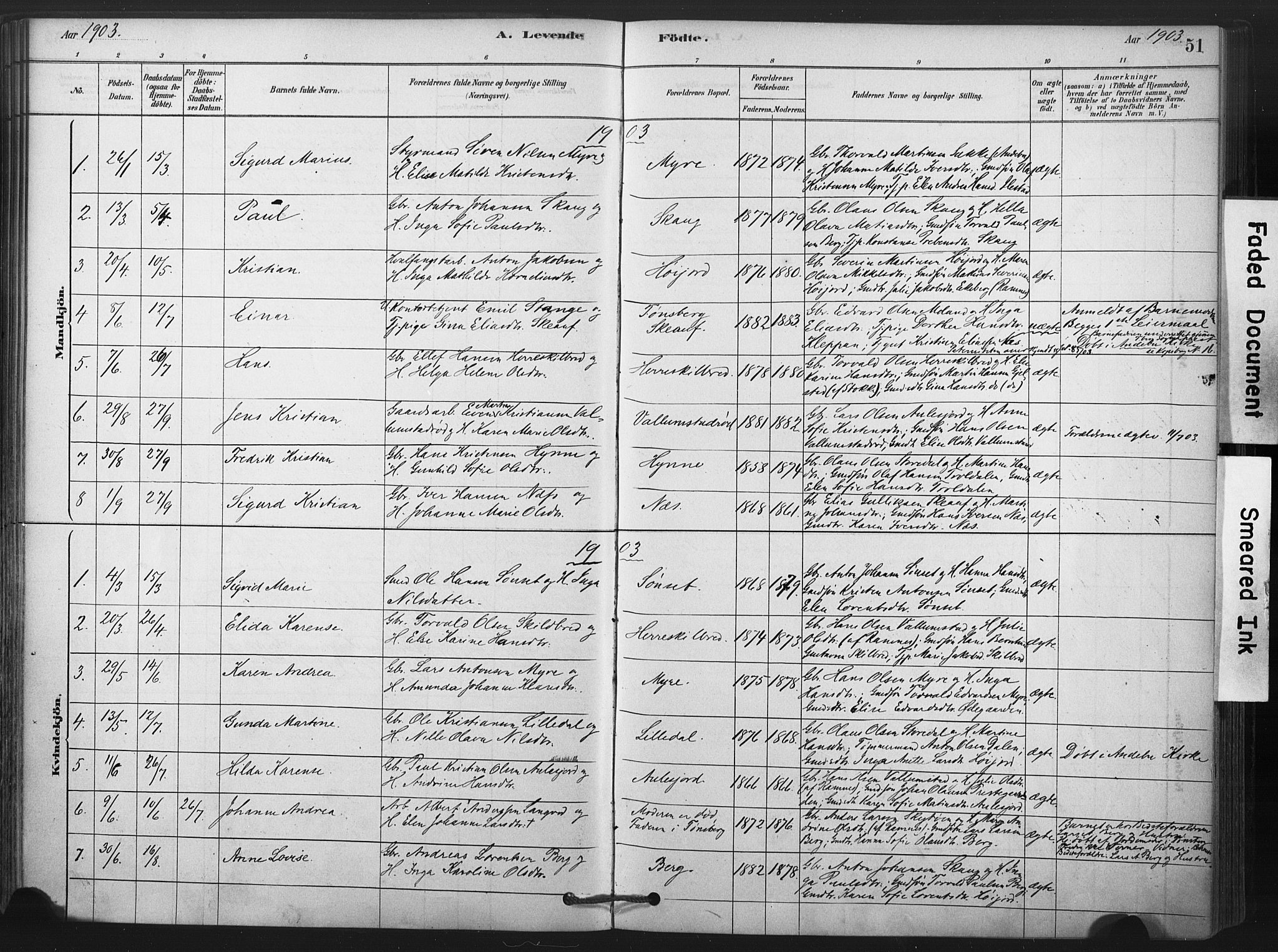 Andebu kirkebøker, AV/SAKO-A-336/F/Fa/L0009: Parish register (official) no. 9, 1878-1909, p. 51