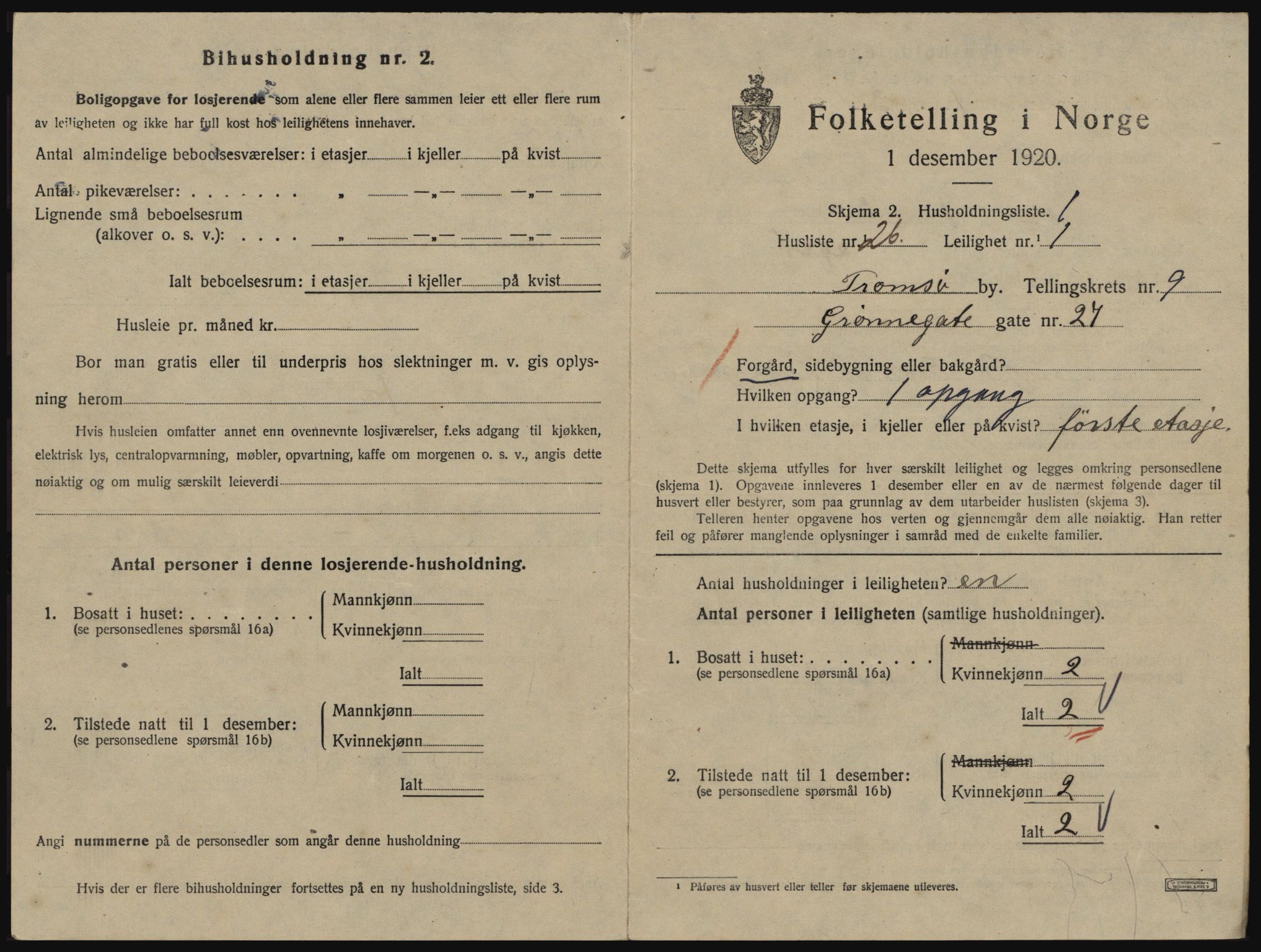 SATØ, 1920 census for Tromsø, 1920, p. 4917