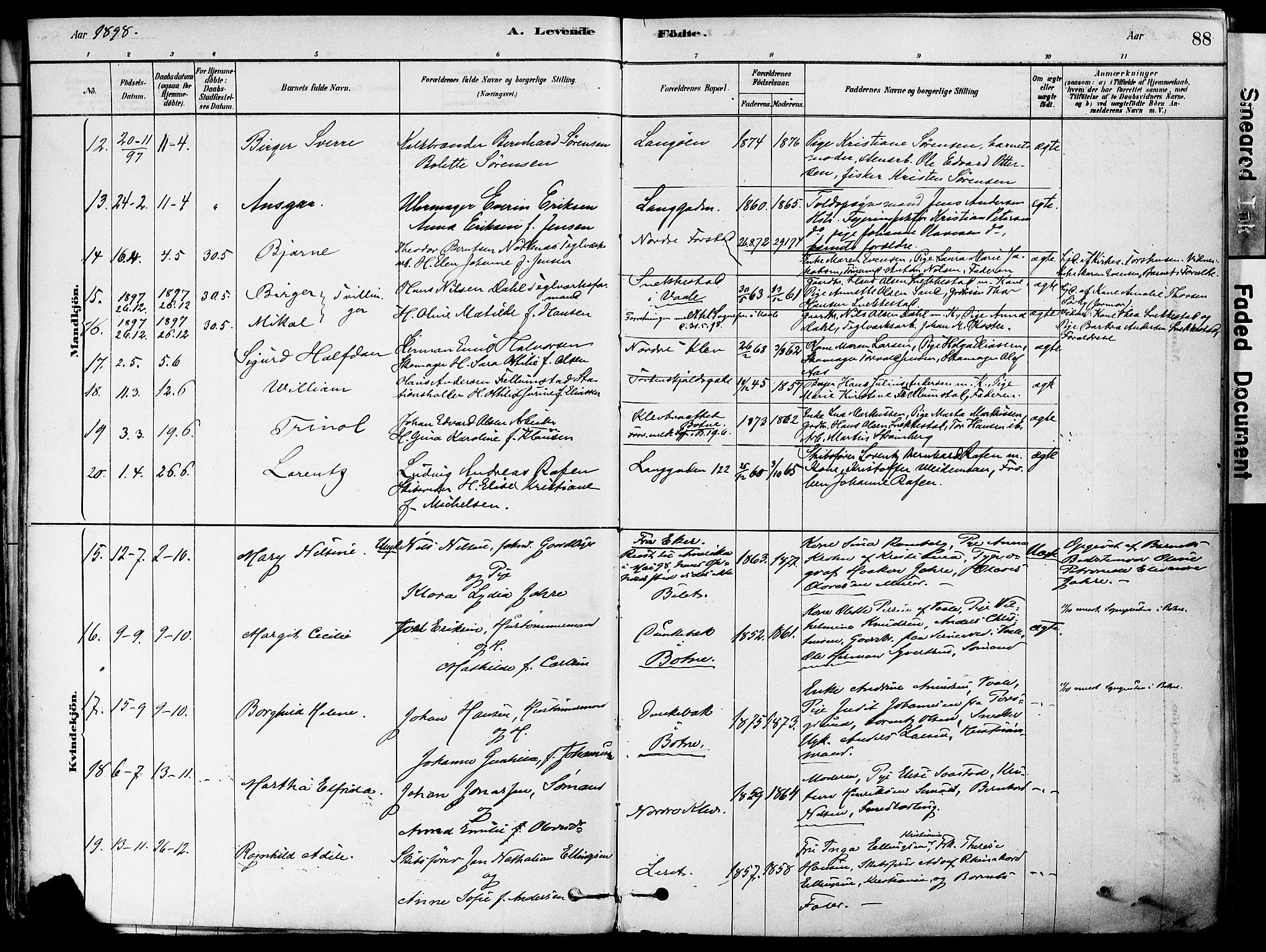 Holmestrand kirkebøker, SAKO/A-346/F/Fa/L0004: Parish register (official) no. 4, 1880-1901, p. 88