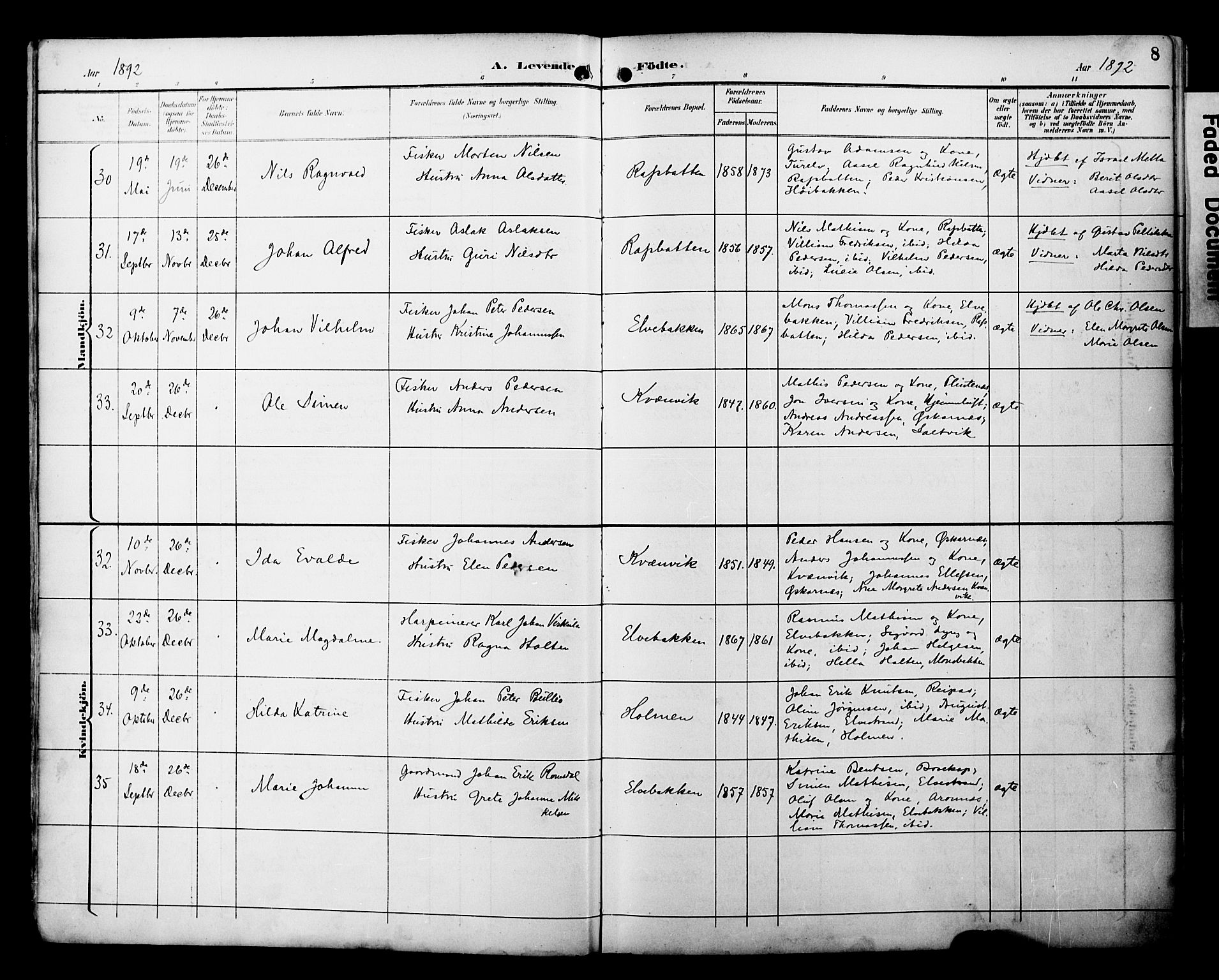 Alta sokneprestkontor, SATØ/S-1338/H/Ha/L0003.kirke: Parish register (official) no. 3, 1892-1904, p. 8