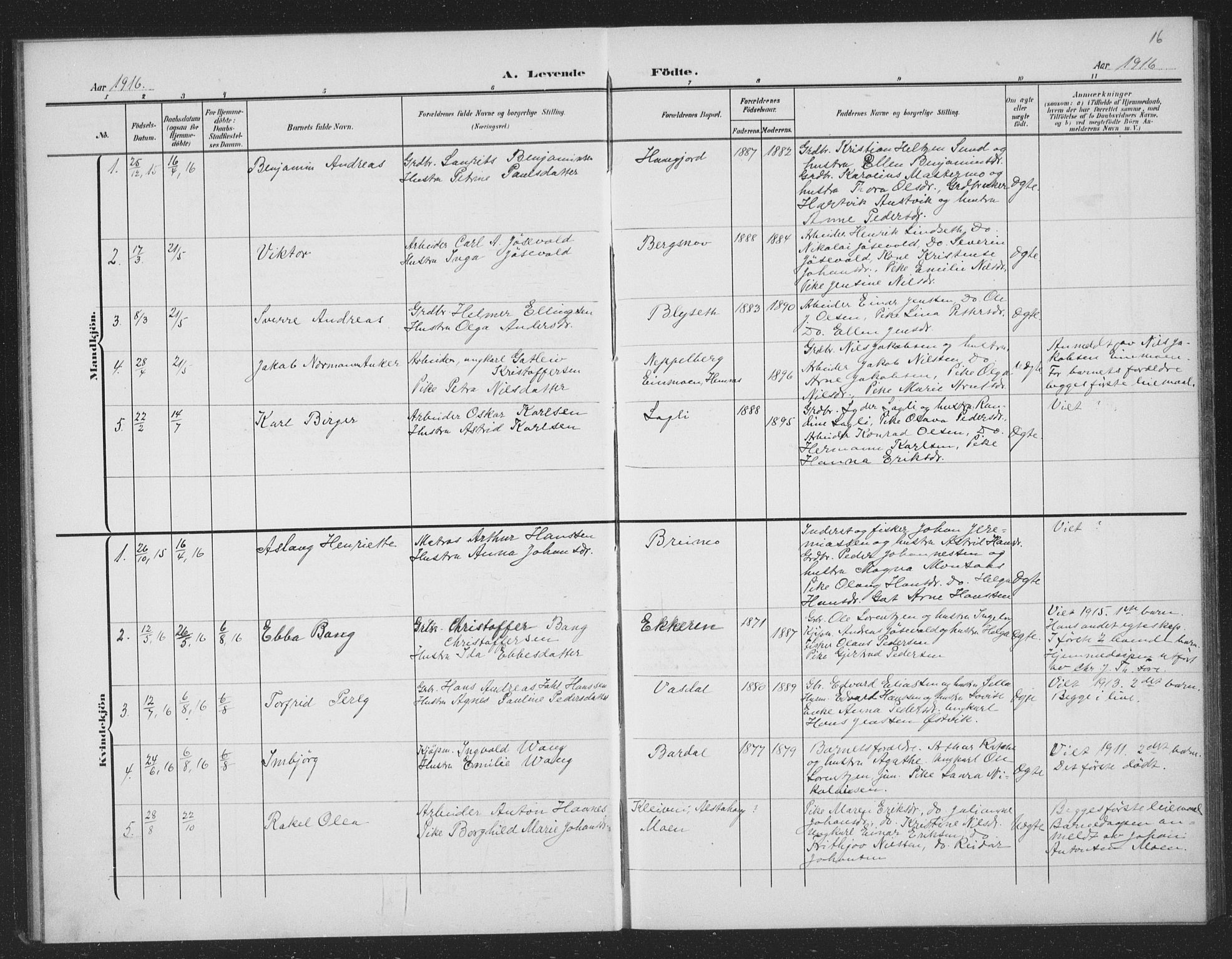 Ministerialprotokoller, klokkerbøker og fødselsregistre - Nordland, AV/SAT-A-1459/833/L0502: Parish register (copy) no. 833C01, 1906-1934, p. 16