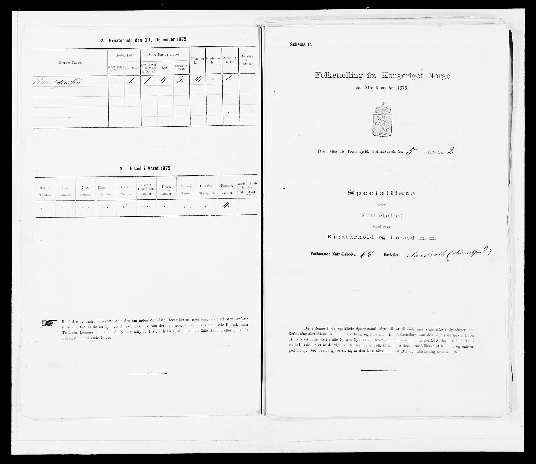 SAB, 1875 census for 1429P Ytre Holmedal, 1875, p. 348