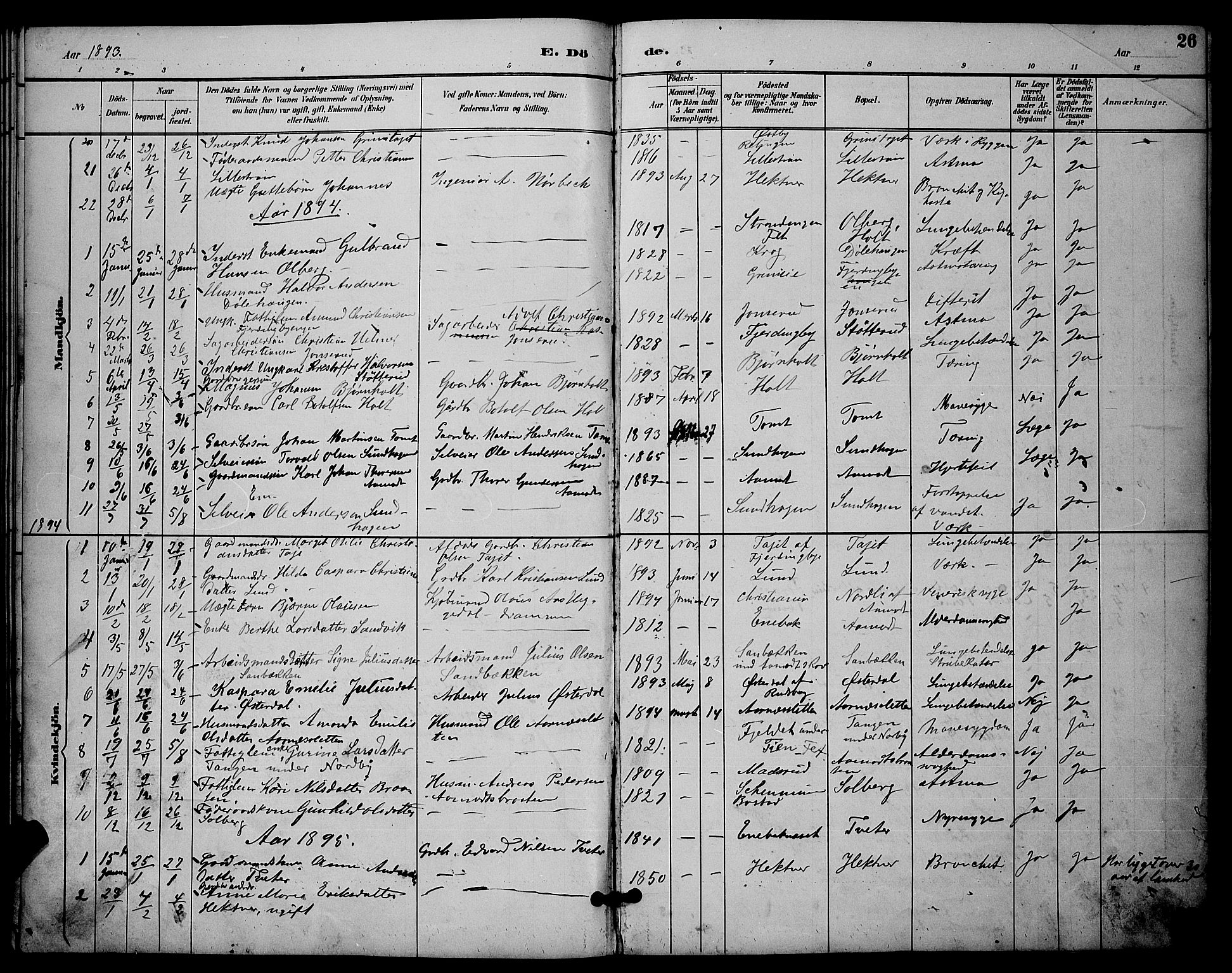 Fet prestekontor Kirkebøker, AV/SAO-A-10370a/G/Gb/L0003: Parish register (copy) no. II 3, 1888-1894, p. 26