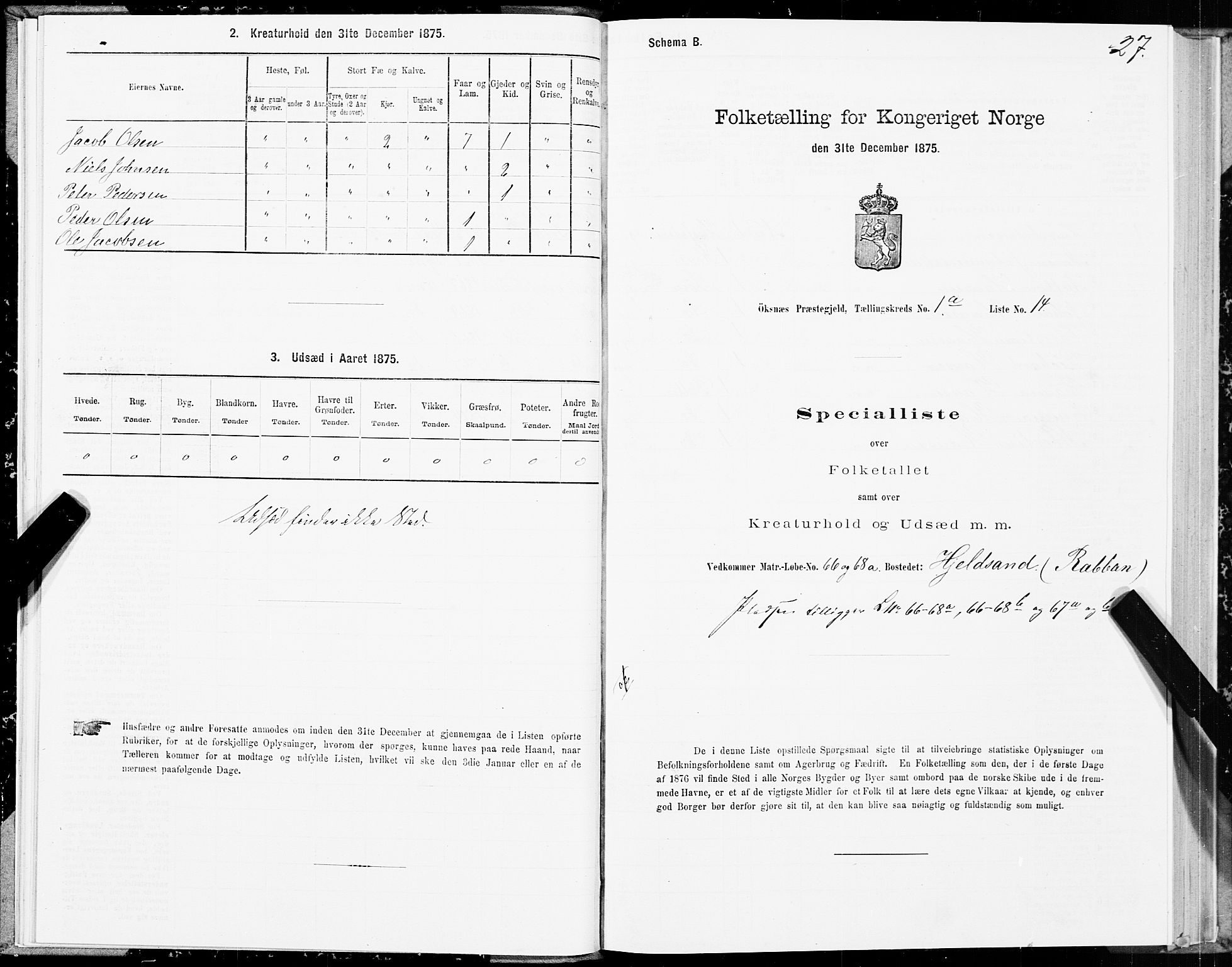 SAT, 1875 census for 1868P Øksnes, 1875, p. 1027