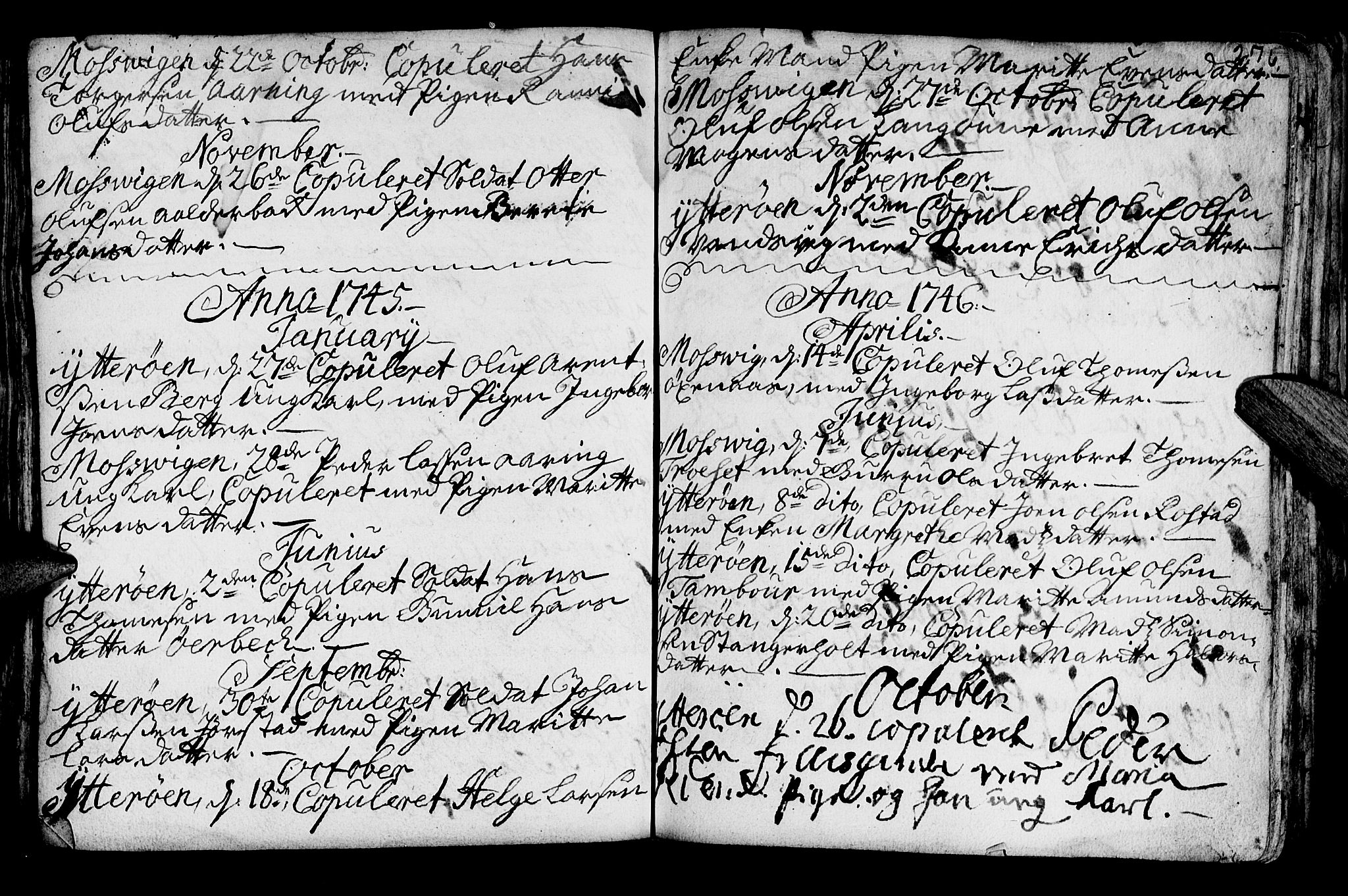 Ministerialprotokoller, klokkerbøker og fødselsregistre - Nord-Trøndelag, SAT/A-1458/722/L0215: Parish register (official) no. 722A02, 1718-1755, p. 276