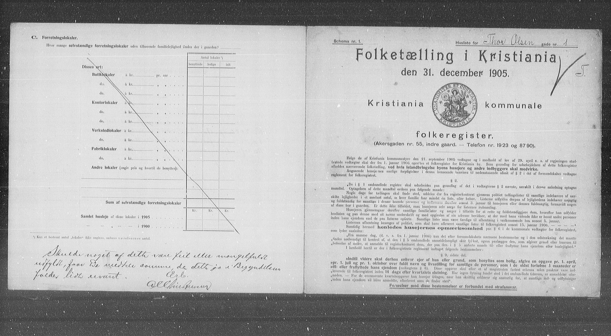 OBA, Municipal Census 1905 for Kristiania, 1905, p. 57200