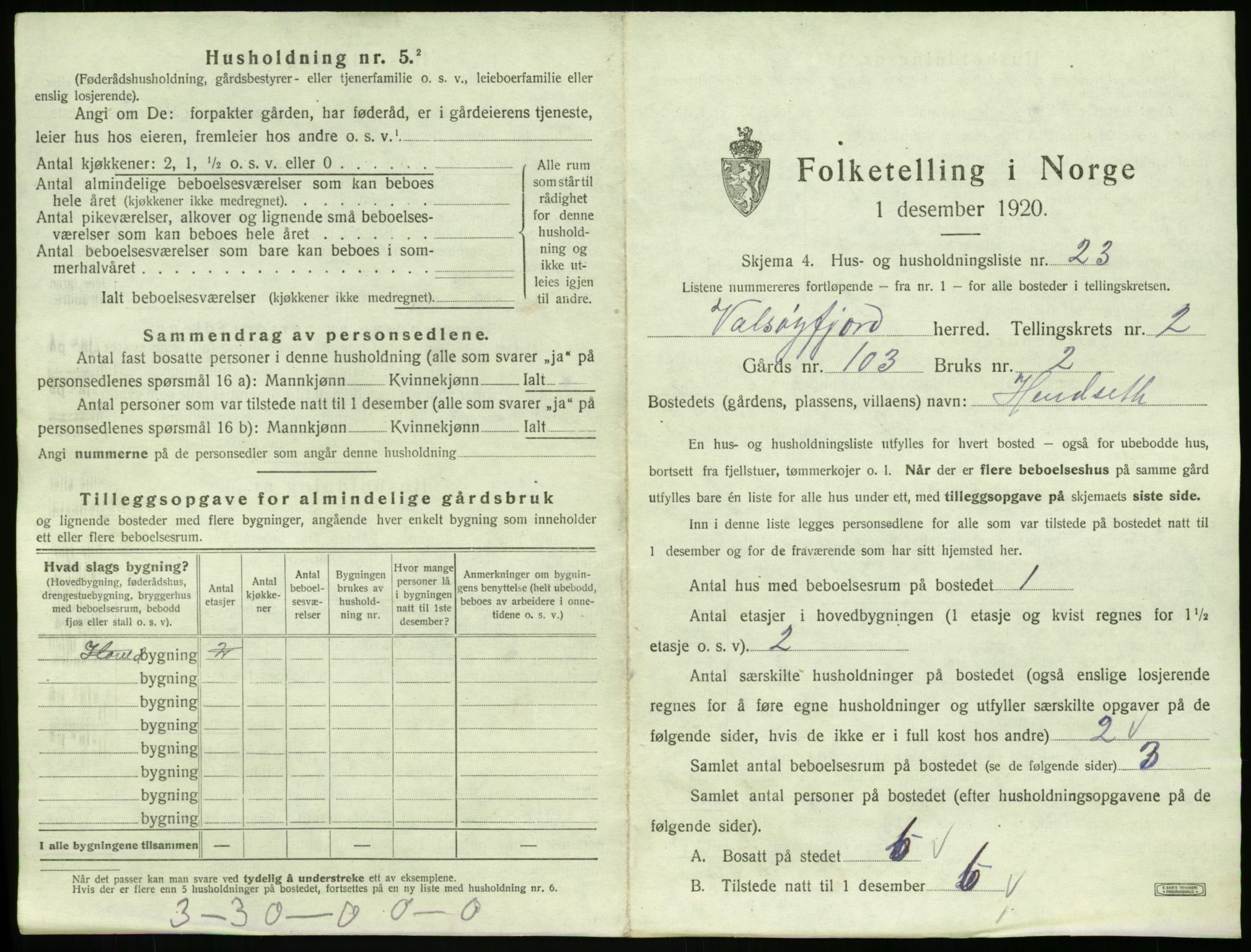 SAT, 1920 census for Valsøyfjord, 1920, p. 125