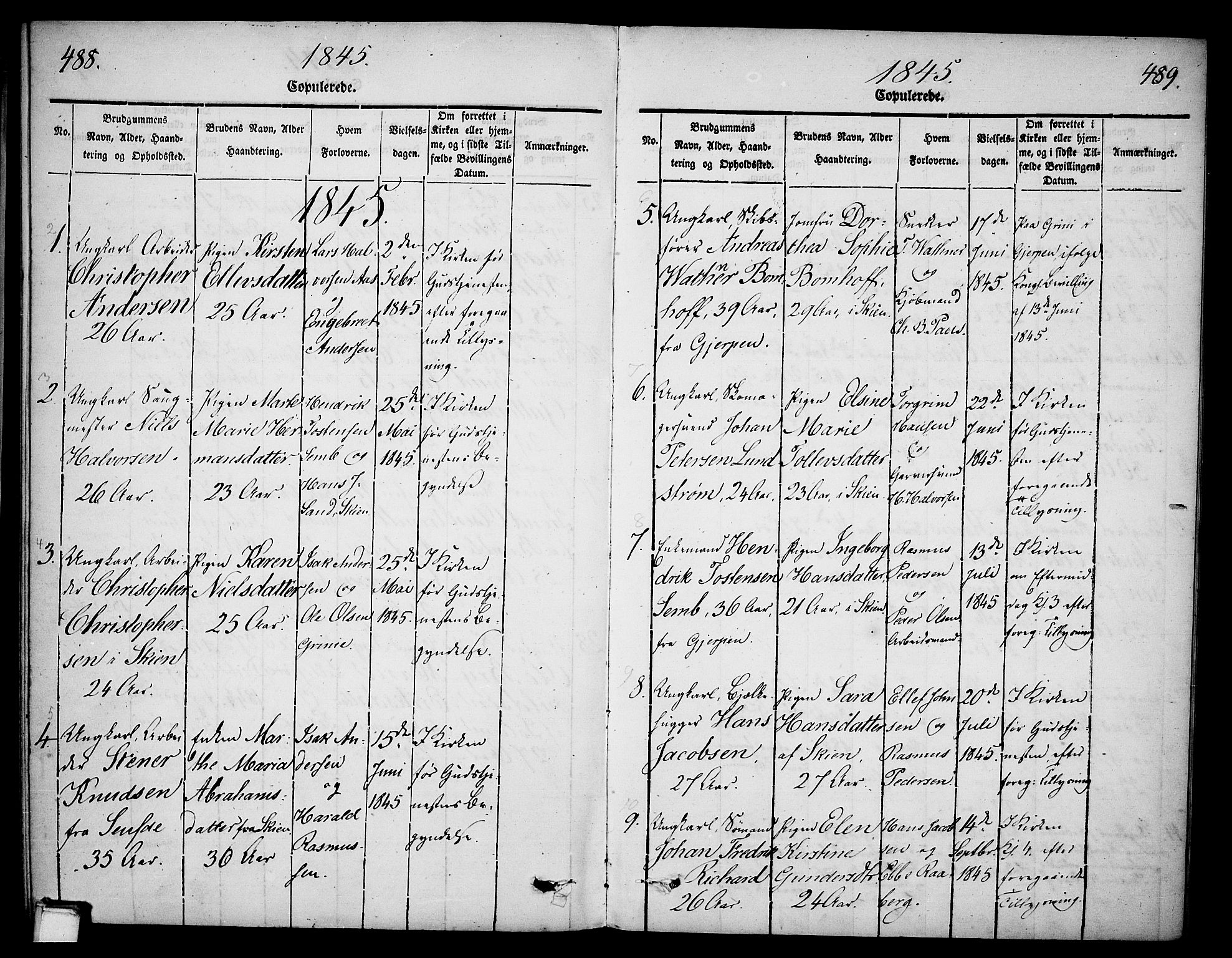 Skien kirkebøker, SAKO/A-302/G/Ga/L0003: Parish register (copy) no. 3, 1843-1847, p. 488-489