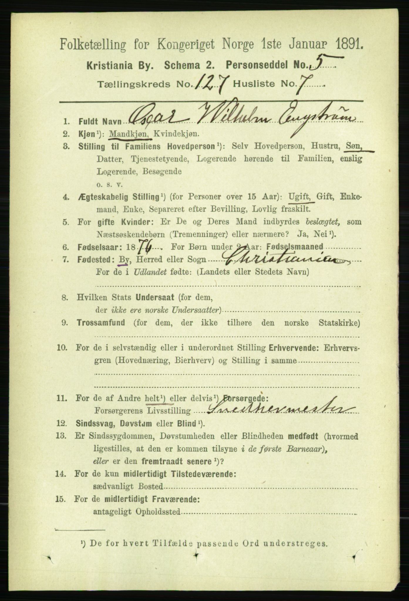 RA, 1891 census for 0301 Kristiania, 1891, p. 68059