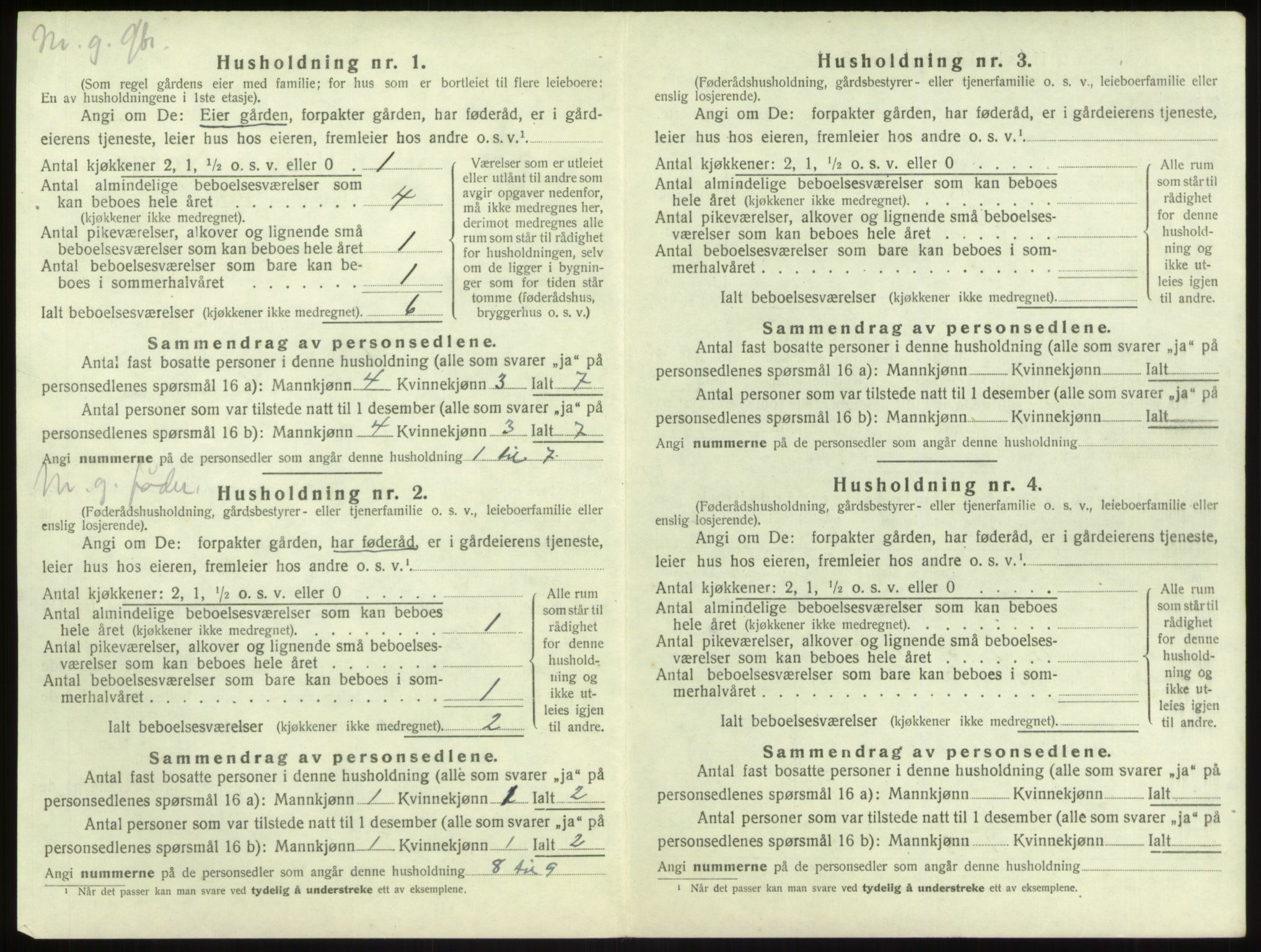 SAB, 1920 census for Vik, 1920, p. 1143