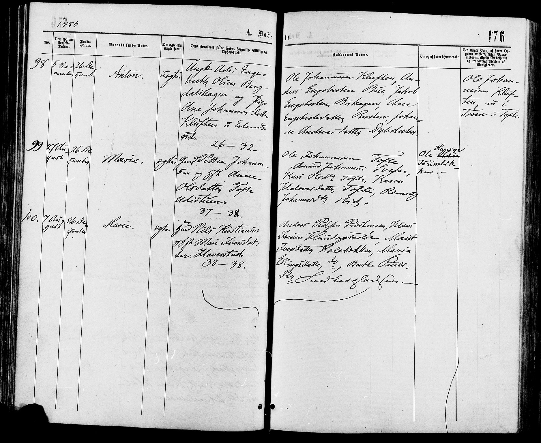 Sør-Fron prestekontor, SAH/PREST-010/H/Ha/Haa/L0002: Parish register (official) no. 2, 1864-1880, p. 176