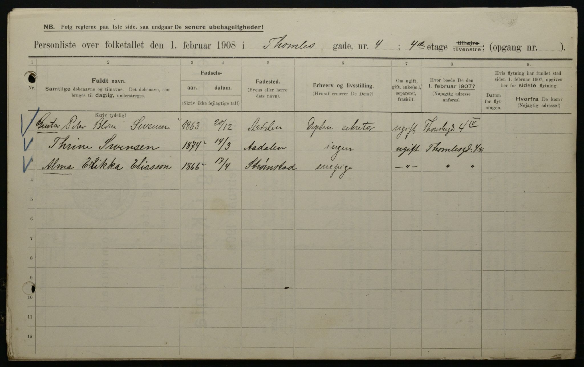 OBA, Municipal Census 1908 for Kristiania, 1908, p. 98193