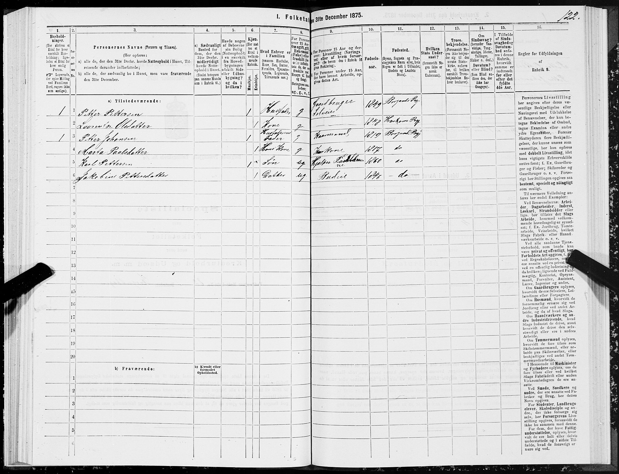 SAT, 1875 census for 1531P Borgund, 1875, p. 6122