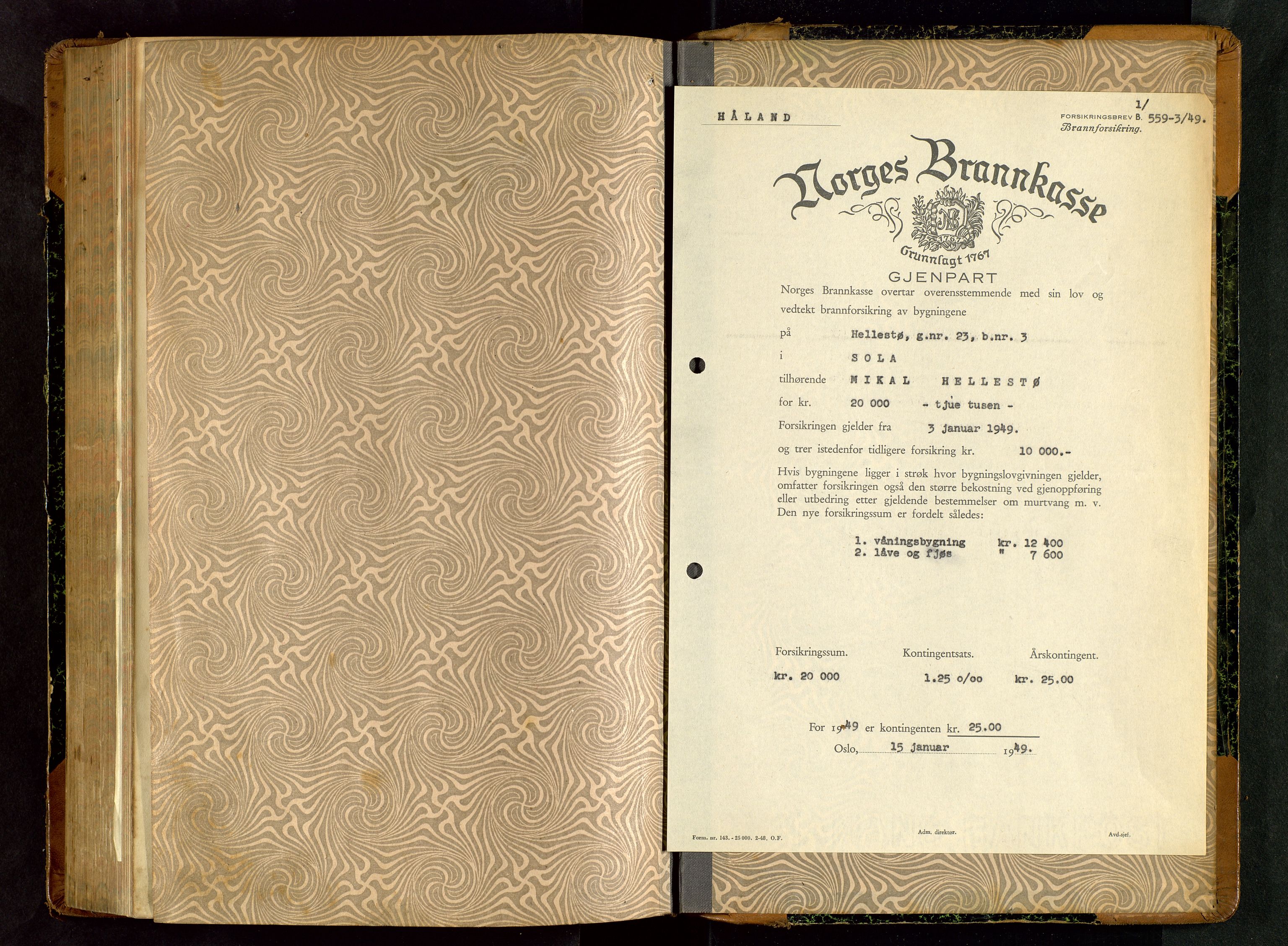 Håland lensmannskontor, AV/SAST-A-100100/Gob/L0006: Branntakstprotokoll - skjematakst. Register i boken., 1917-1920