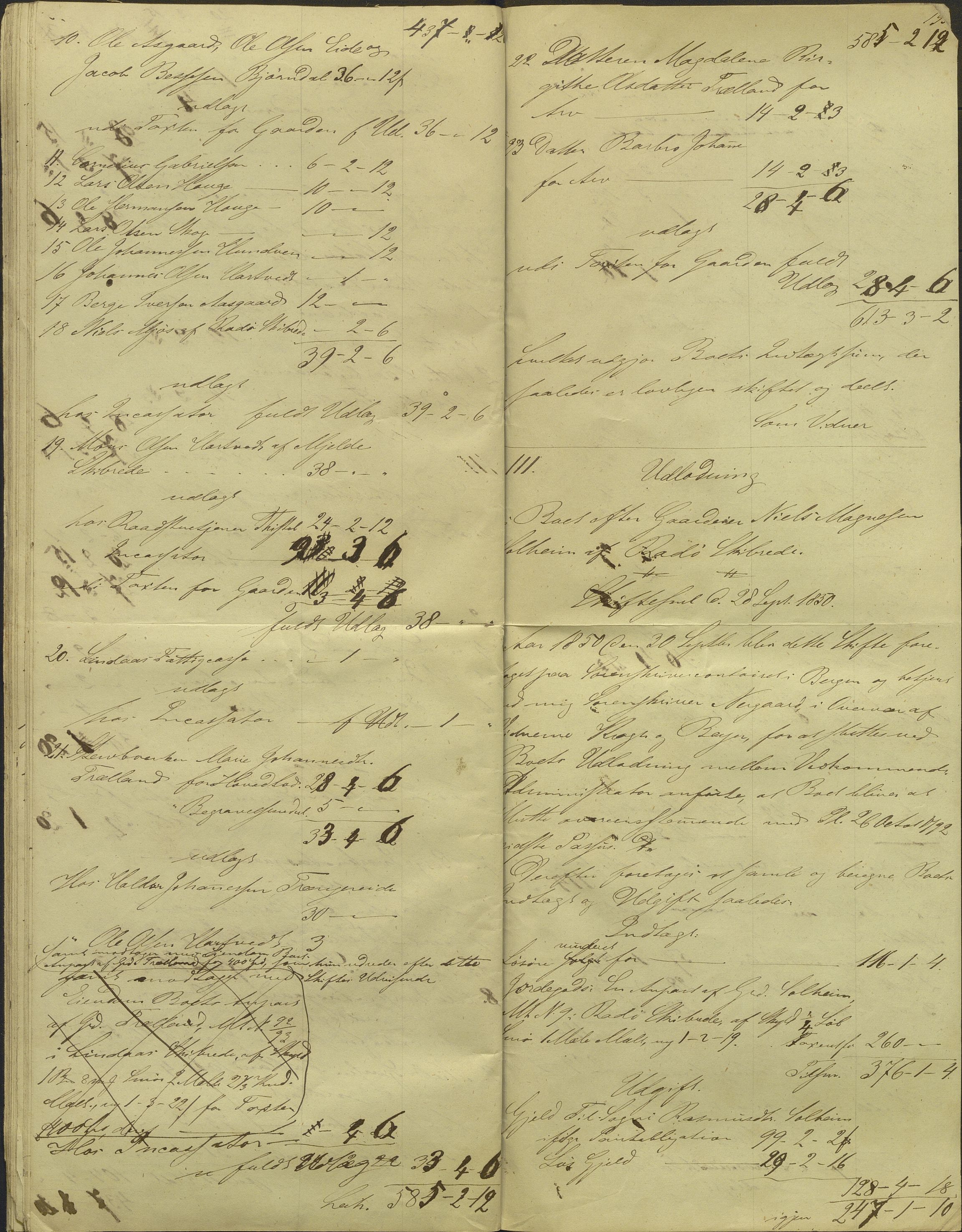 Nordhordland sorenskrivar, AV/SAB-A-2901/1/H/Hd/Hdb/L0001: Konsept til utlodningar, 1850-1852, p. 217