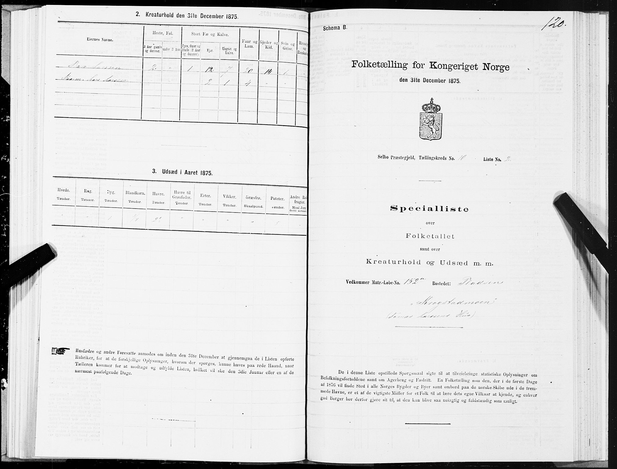 SAT, 1875 census for 1664P Selbu, 1875, p. 5120