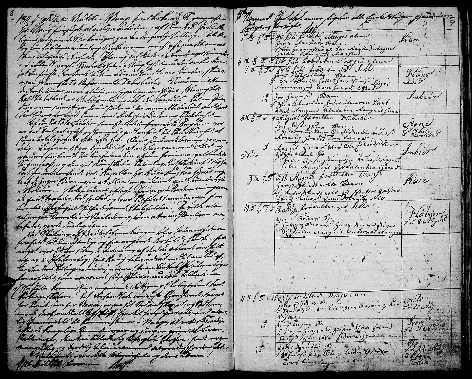 Vågå prestekontor, SAH/PREST-076/H/Ha/Haa/L0002: Parish register (official) no. 2, 1810-1815, p. 8-9